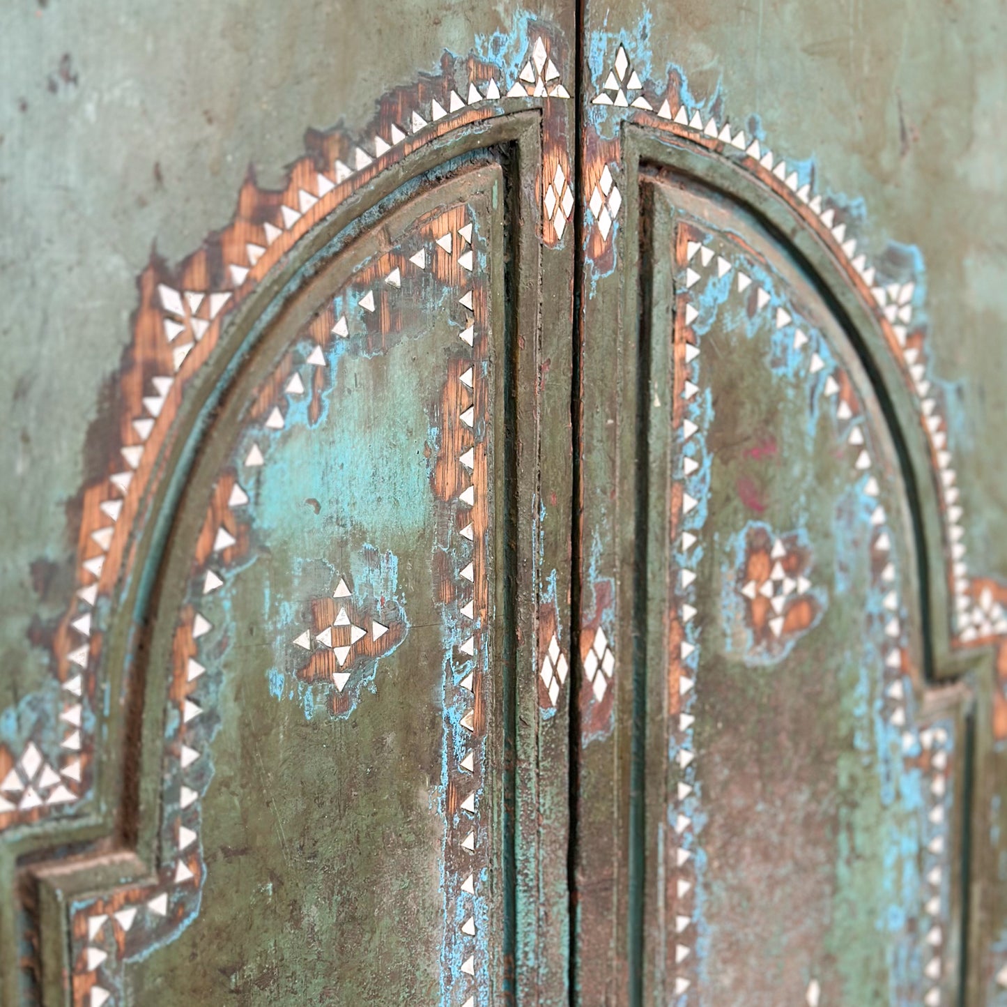 Decorative Balinese Door with Shell Inlay