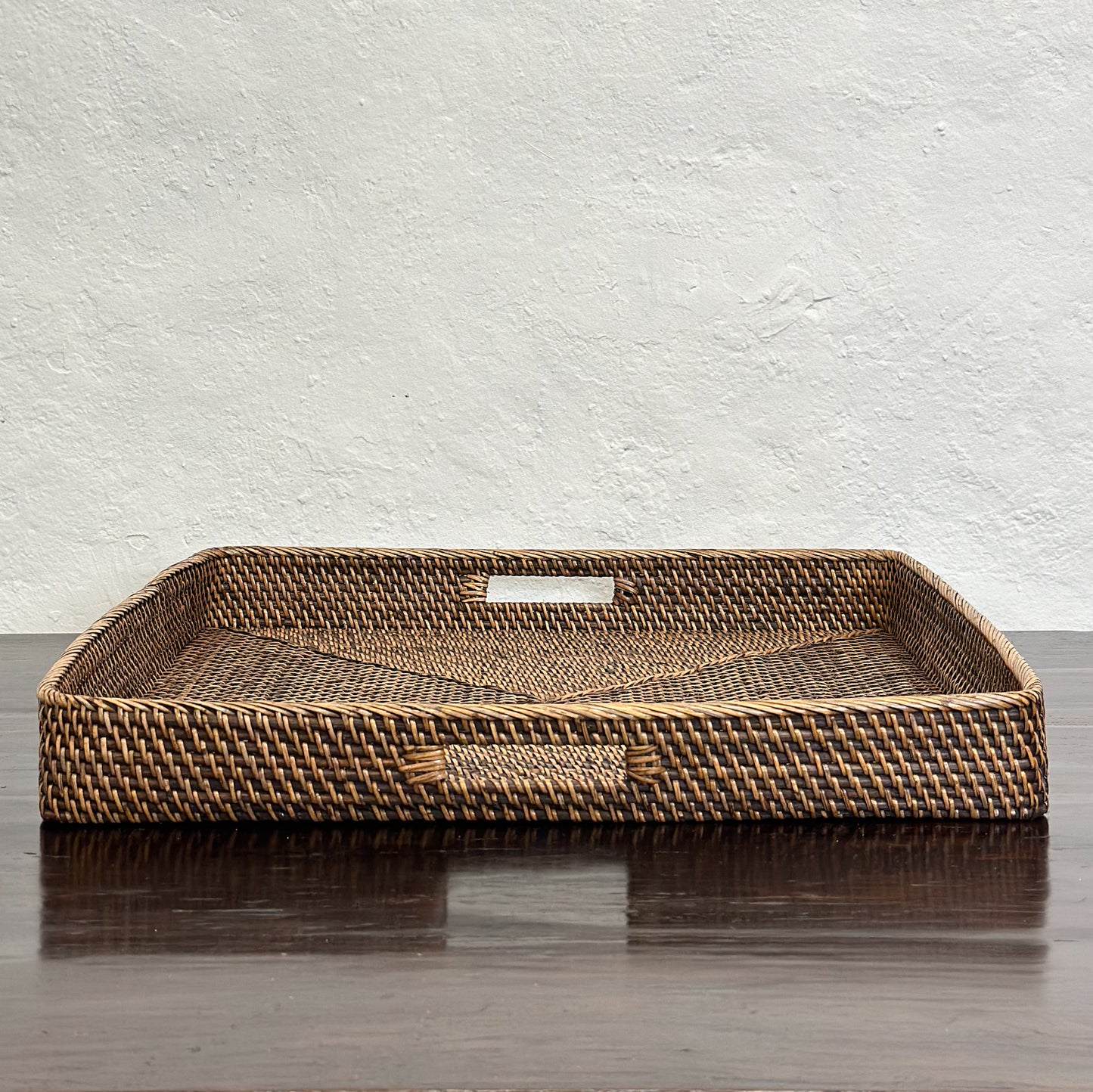 Square Rattan Tray with Inset Handles