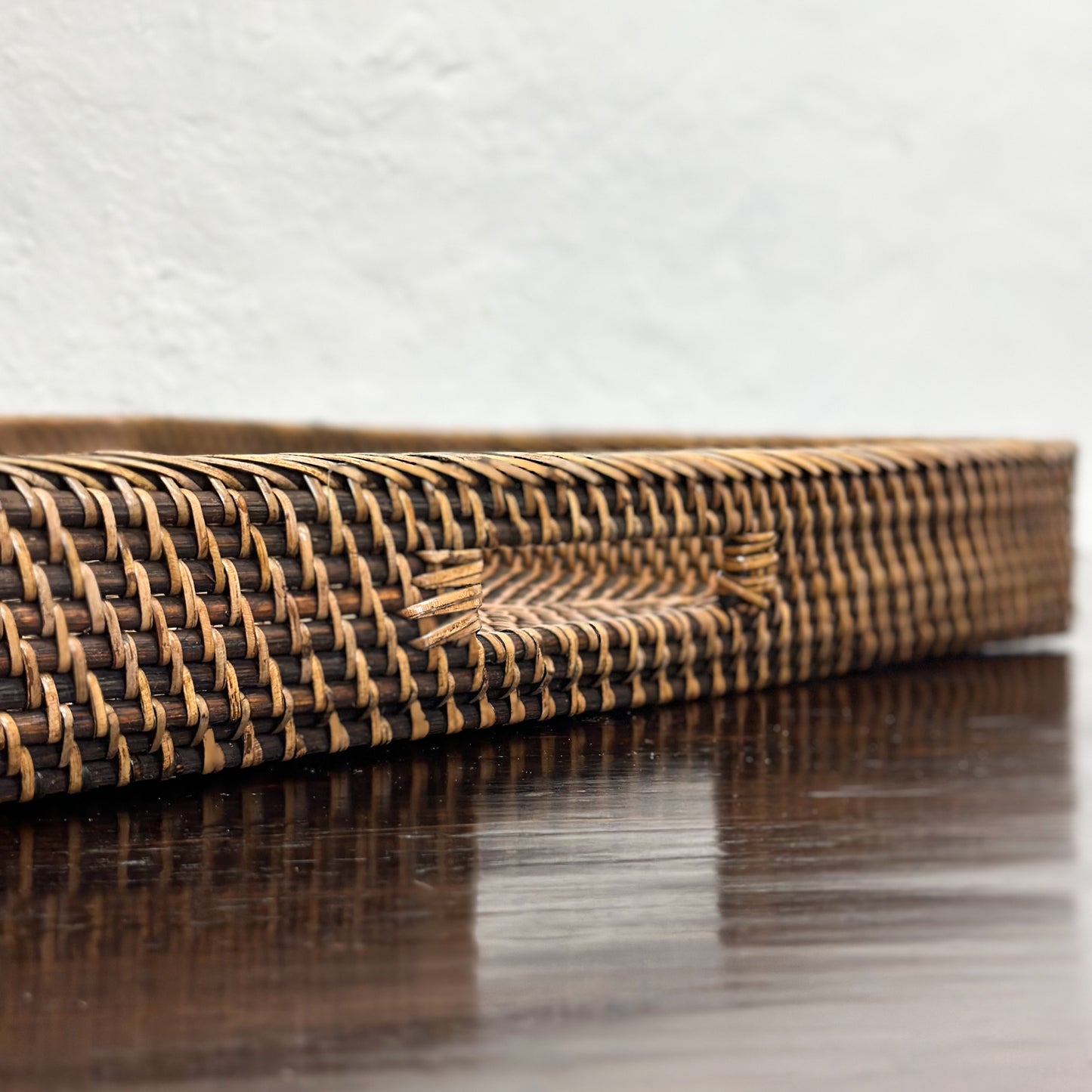 Square Rattan Tray with Inset Handles