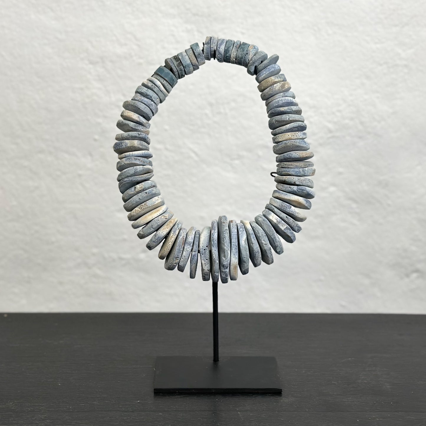 Coral Disc Necklace on Stand