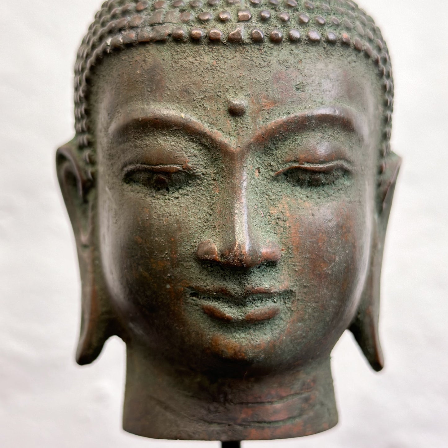 Bronze Buddha Head on Stand