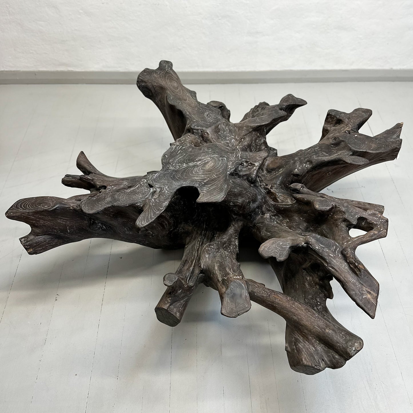 Stained Teak Root Coffee Table Base