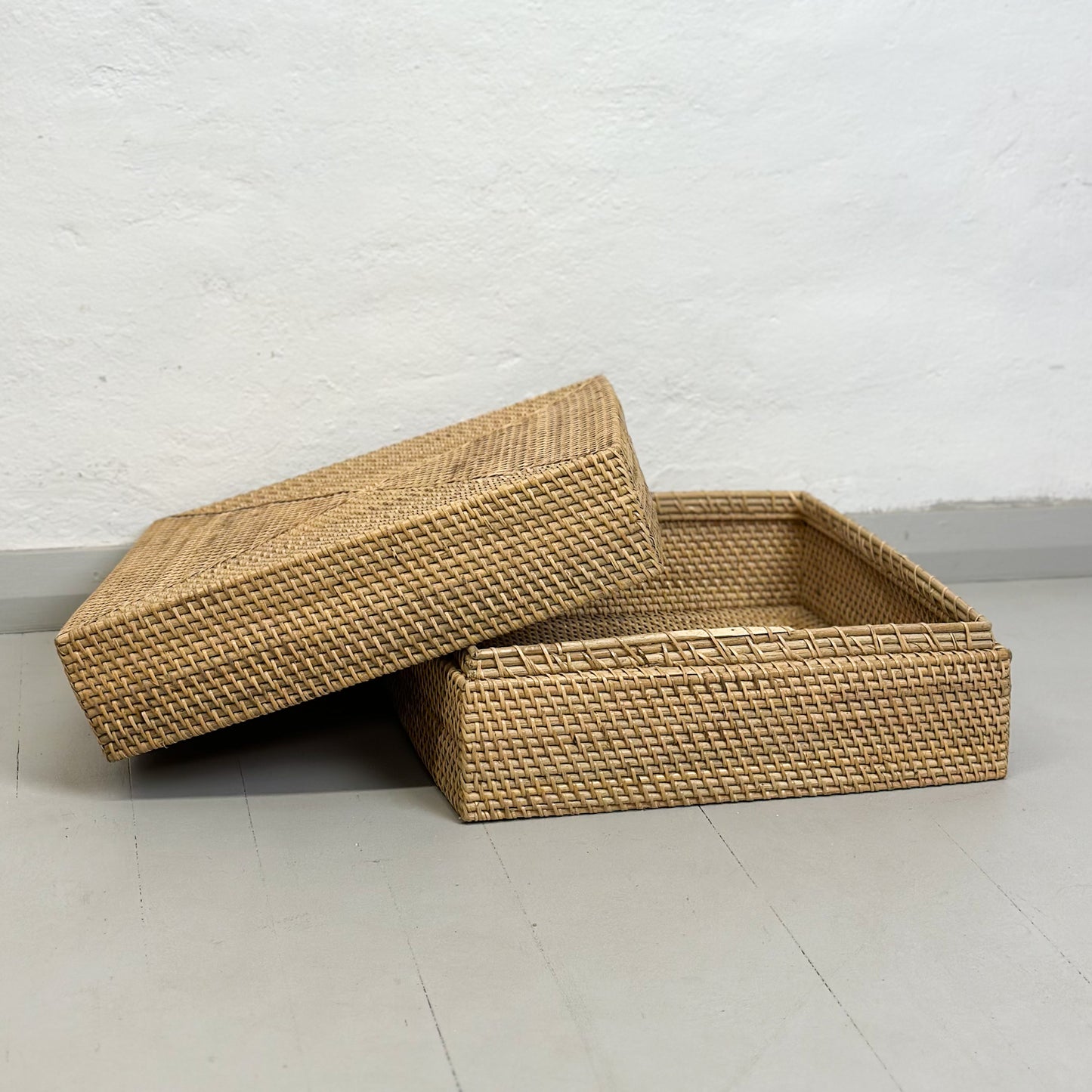 Square Rattan Storage Box with Lid