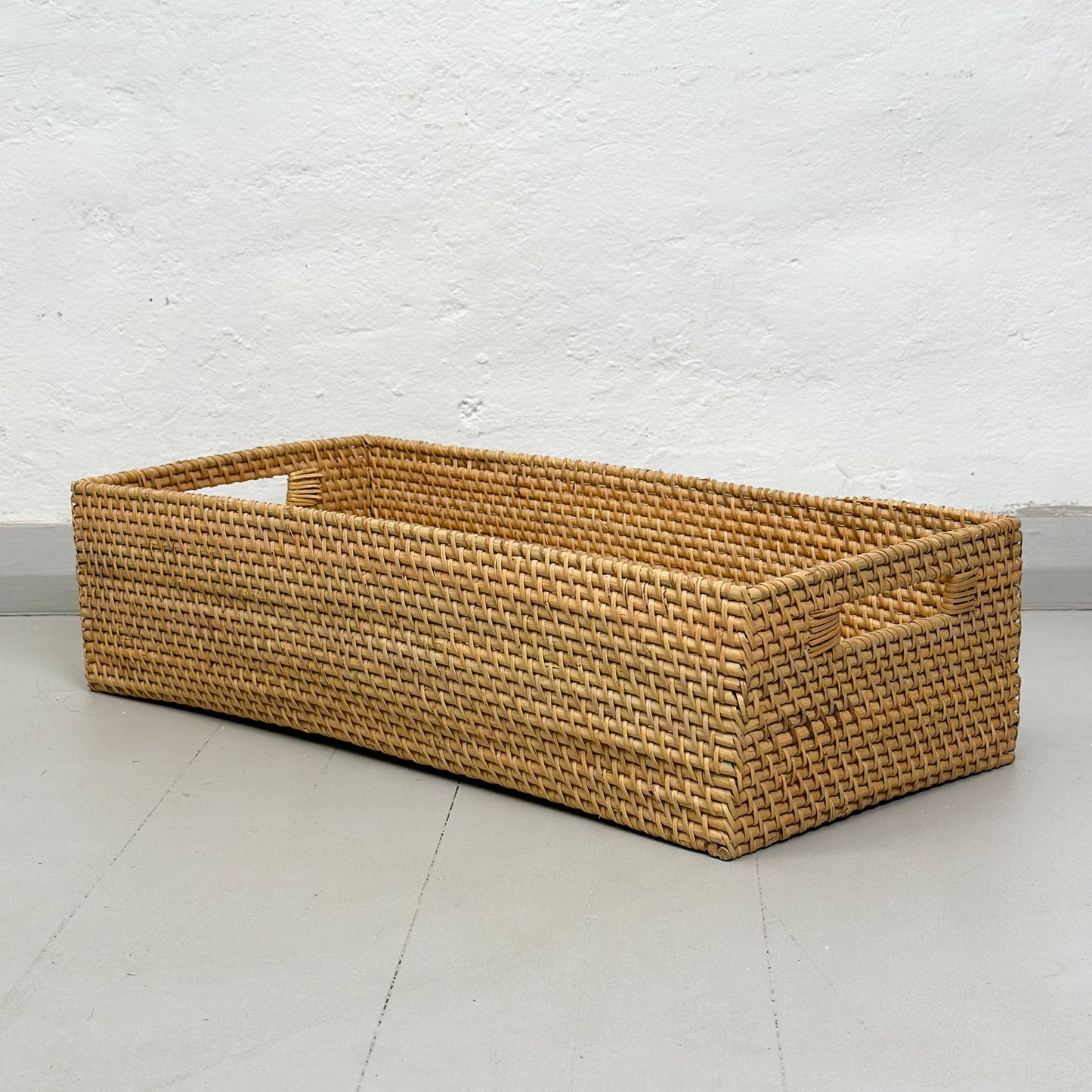 Long Rattan Box with Inset Handles