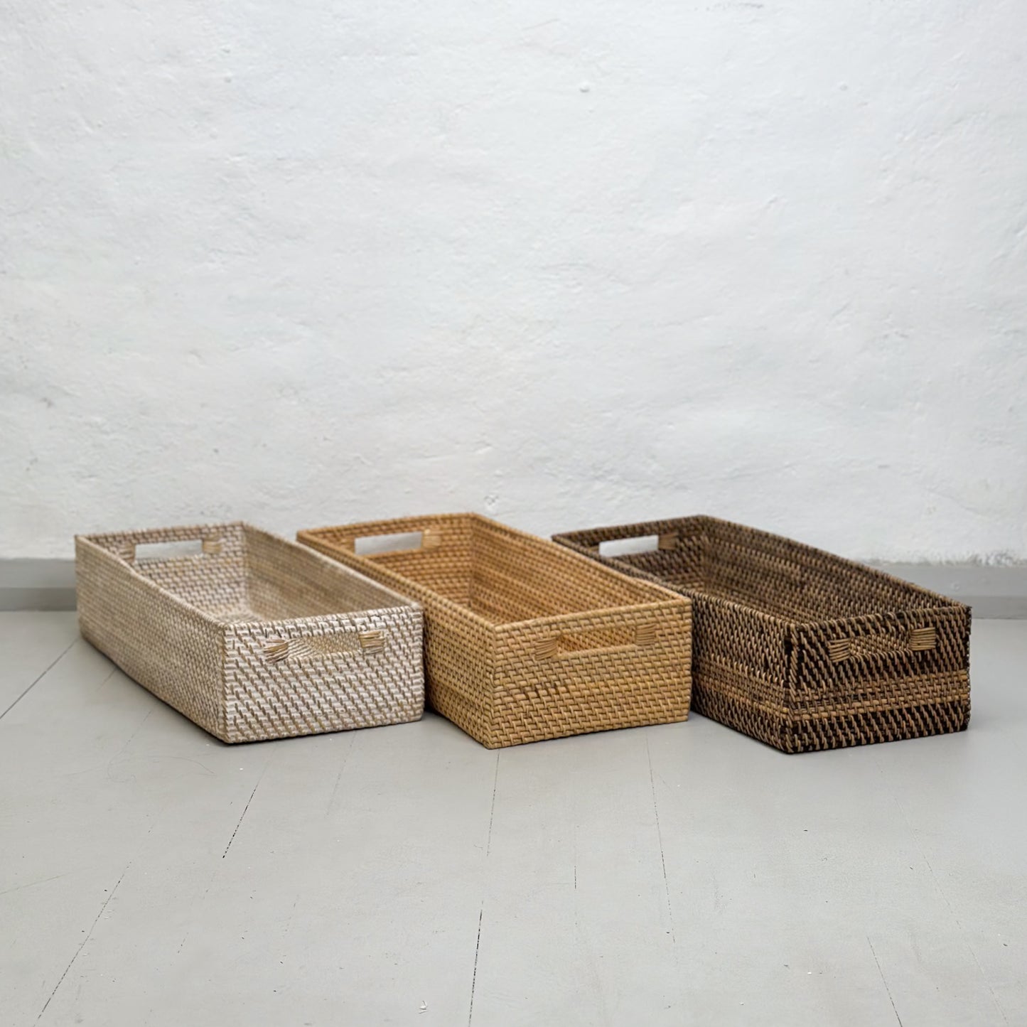 Long Rattan Box with Inset Handles