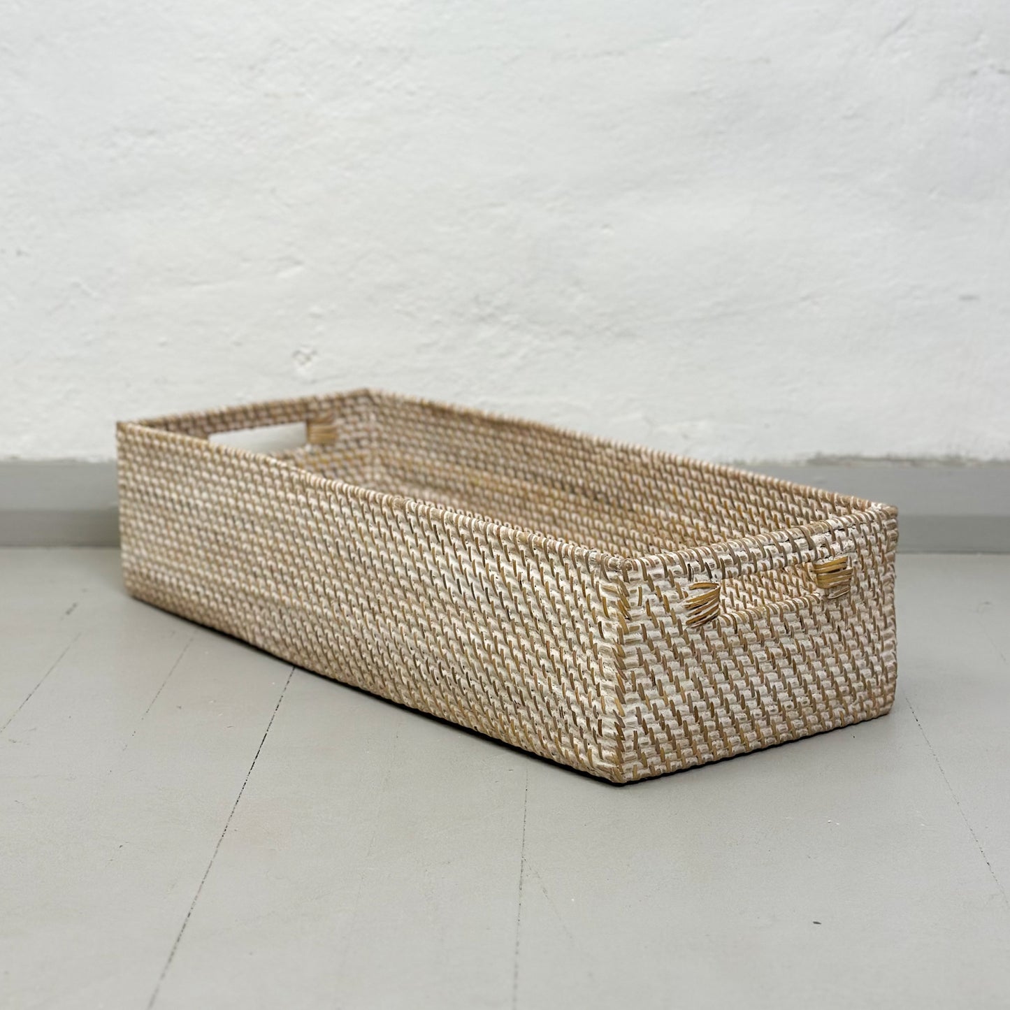 Long Rattan Box with Inset Handles