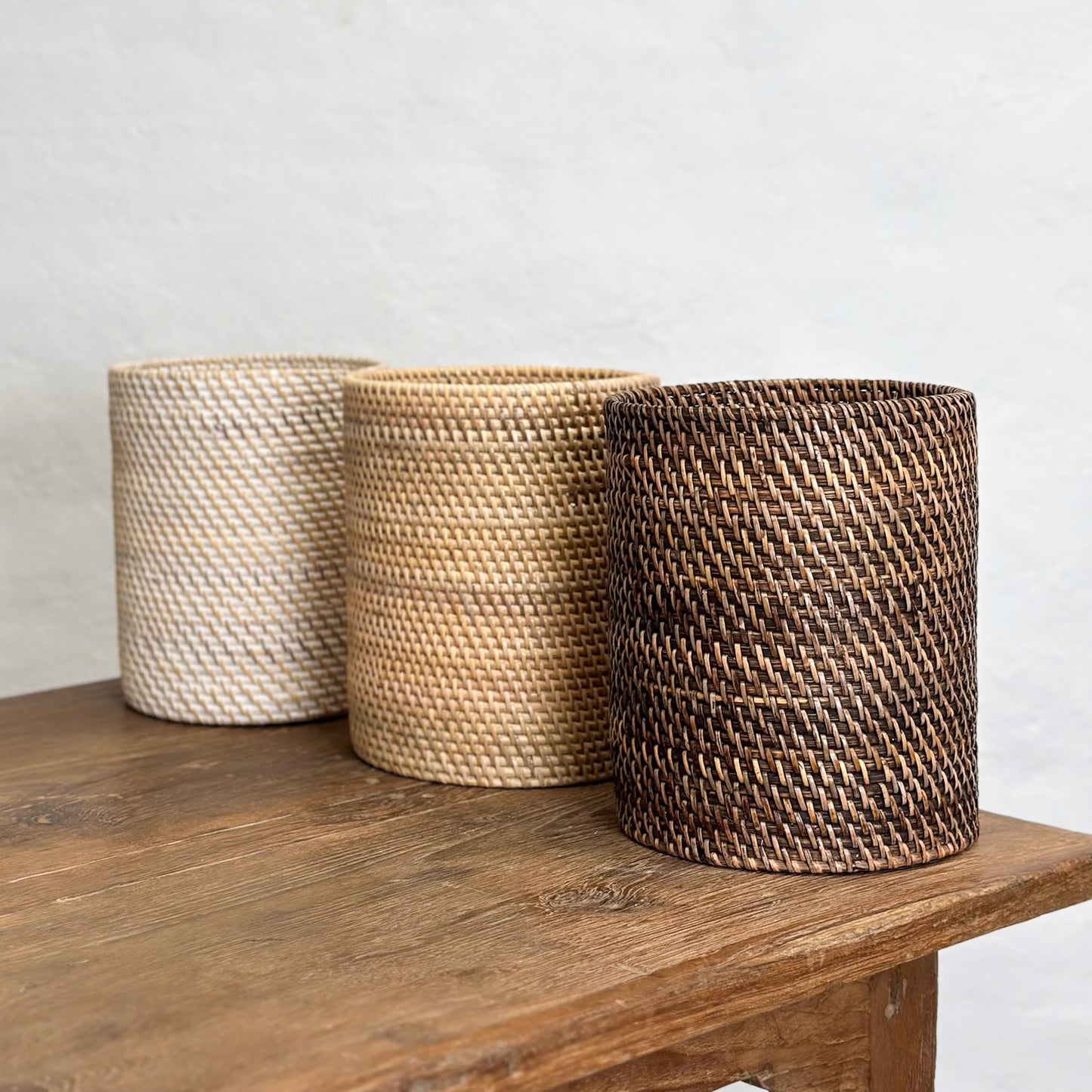 Simple Rattan Waste Paper Basket