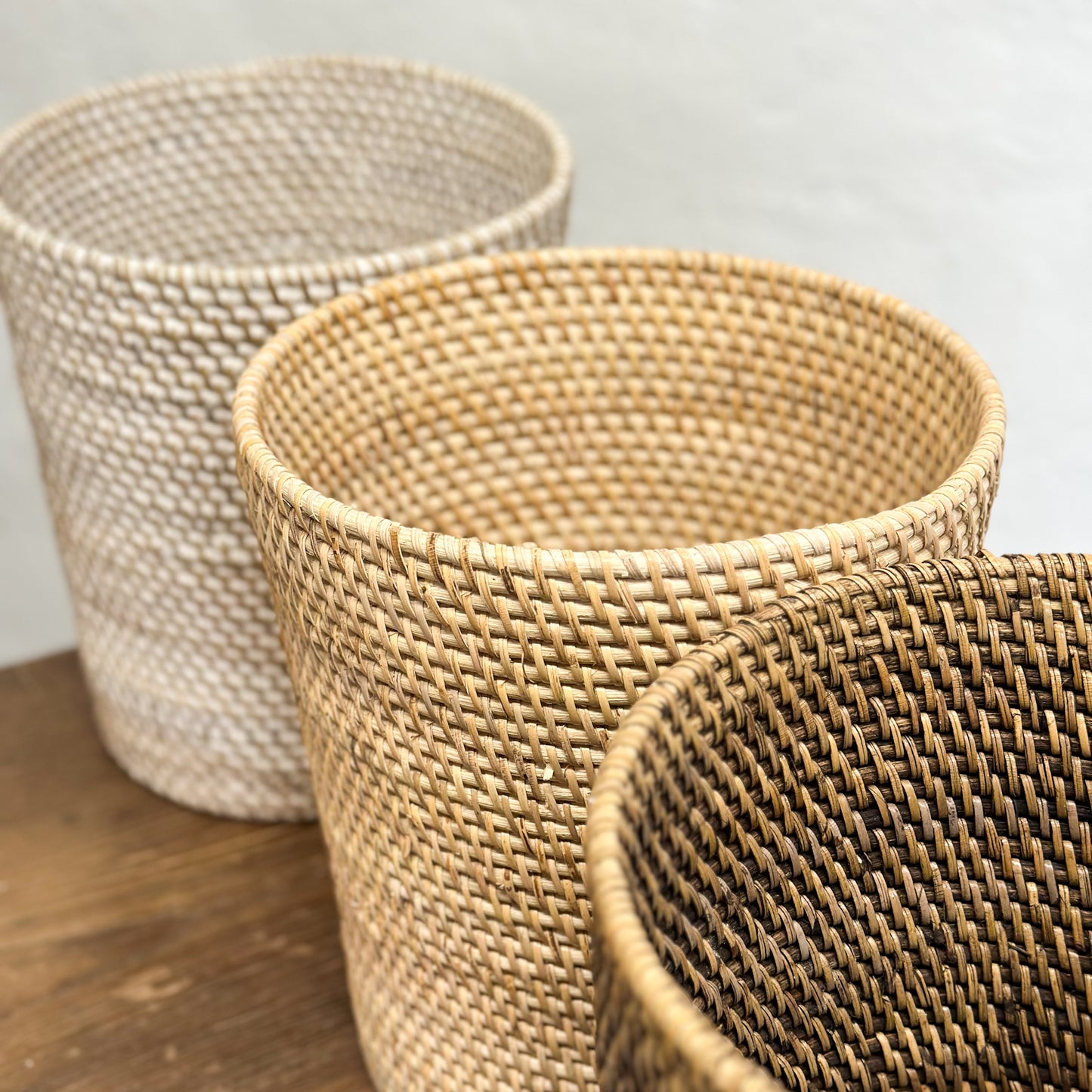 Tapered Rattan Waste Paper Basket