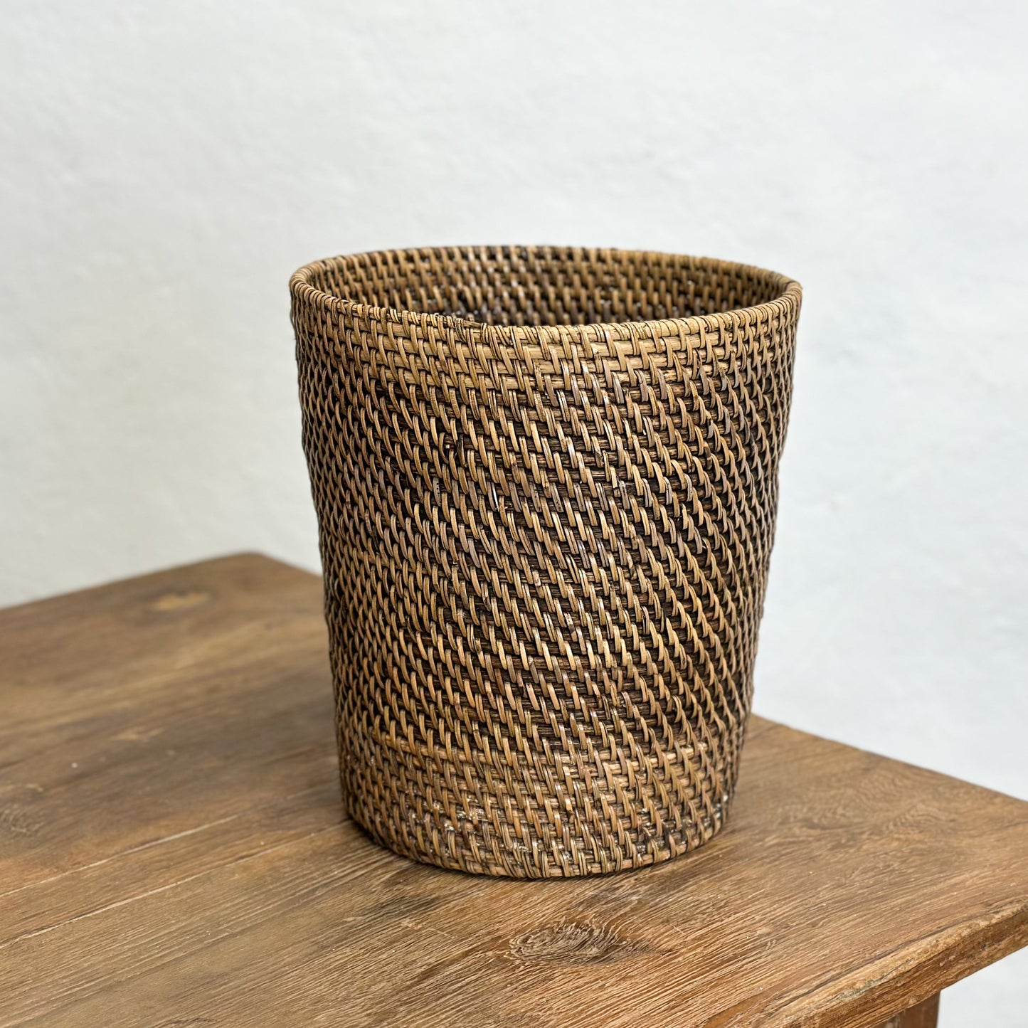 Tapered Rattan Waste Paper Basket