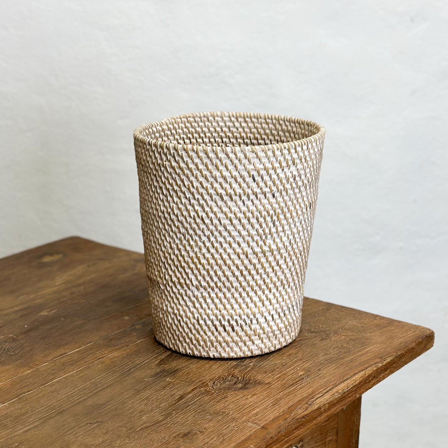 Tapered Rattan Waste Paper Basket