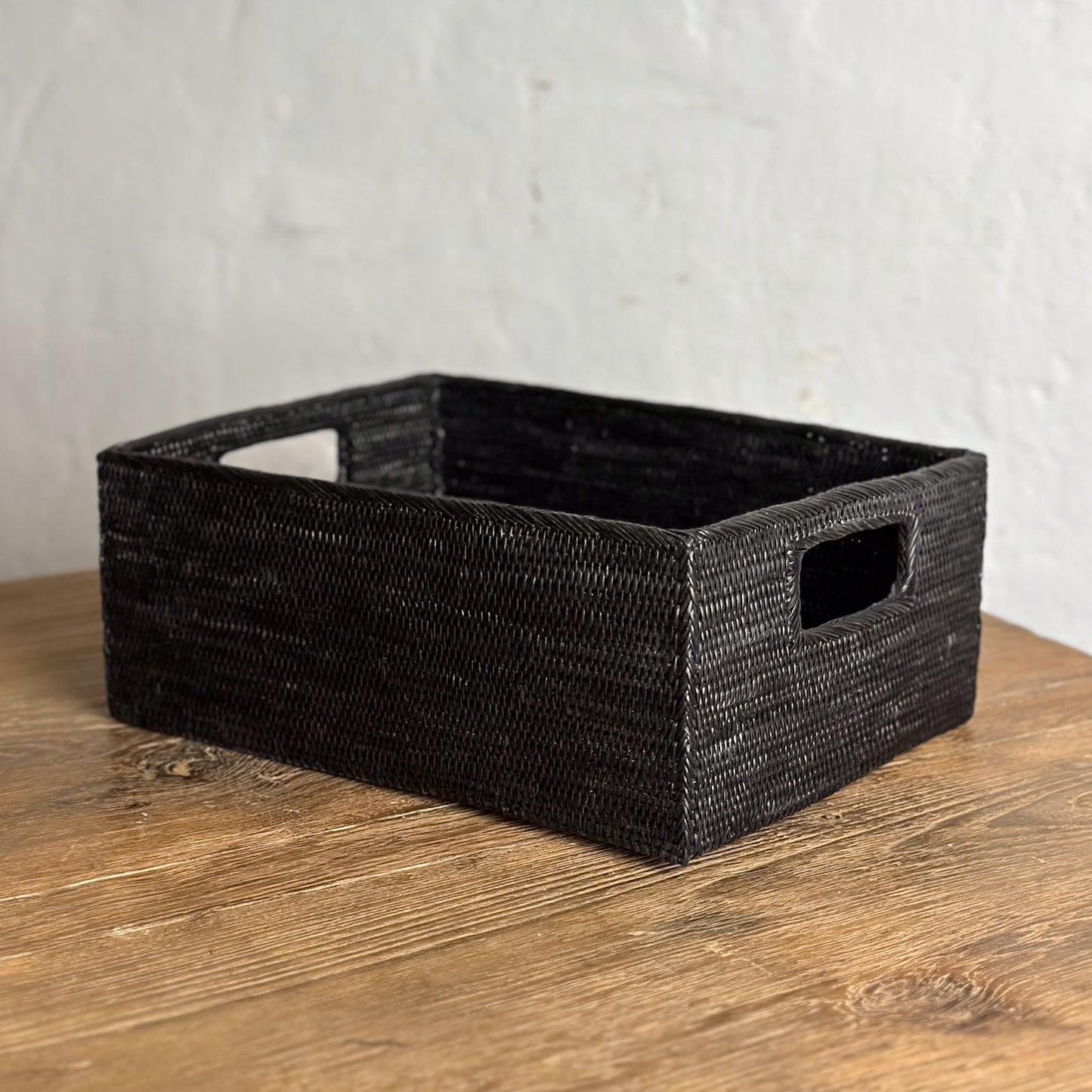 Black Atta Storage Box with Inset Handles