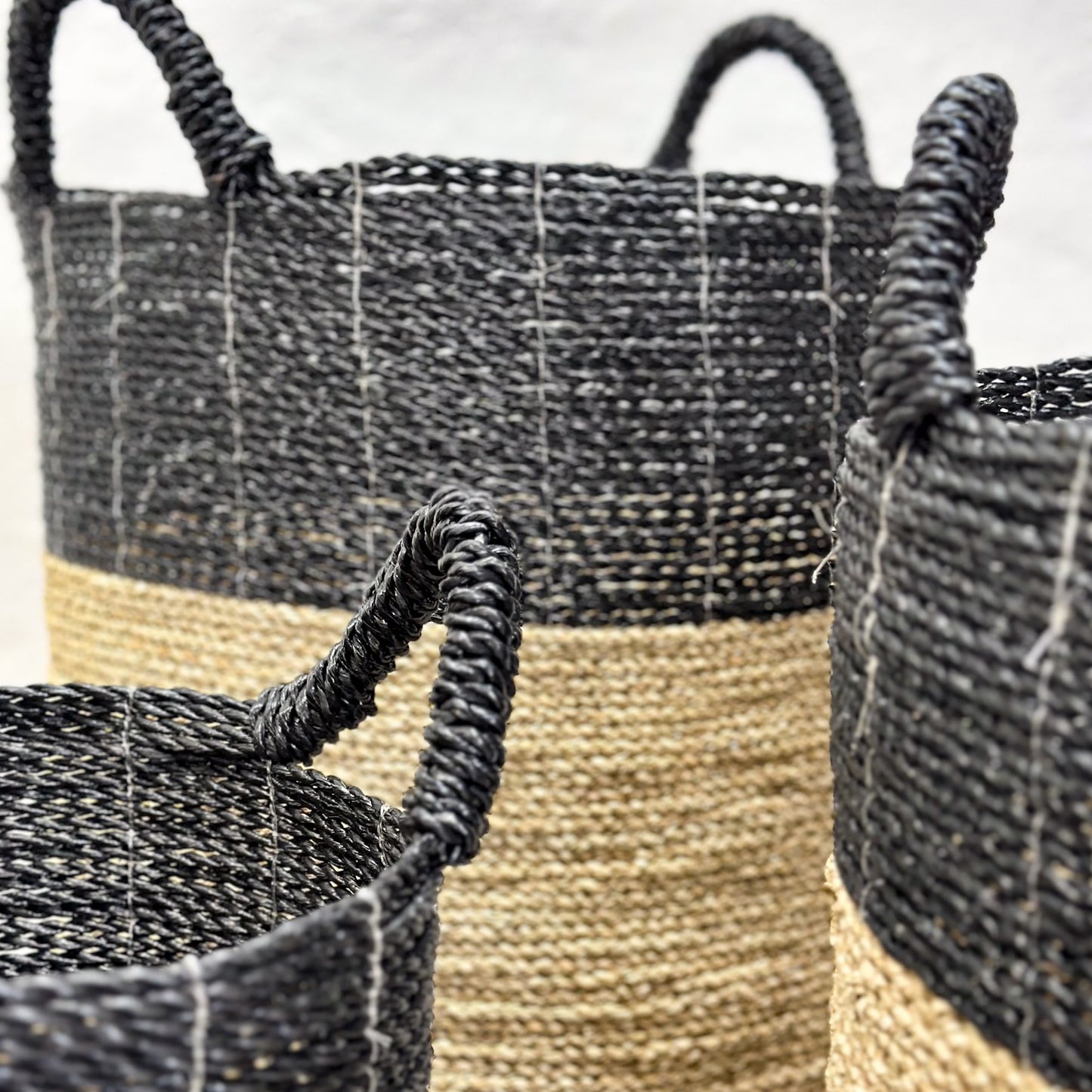 Black & Natural Sea Grass Basket