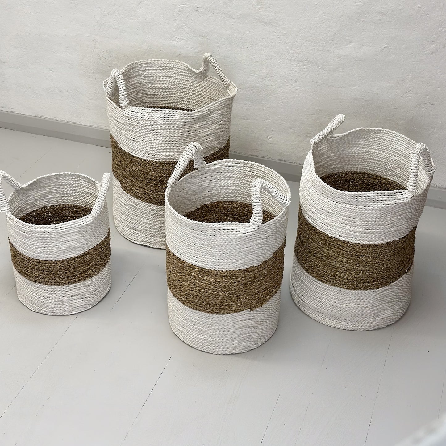 White & Natural Sea Grass Basket