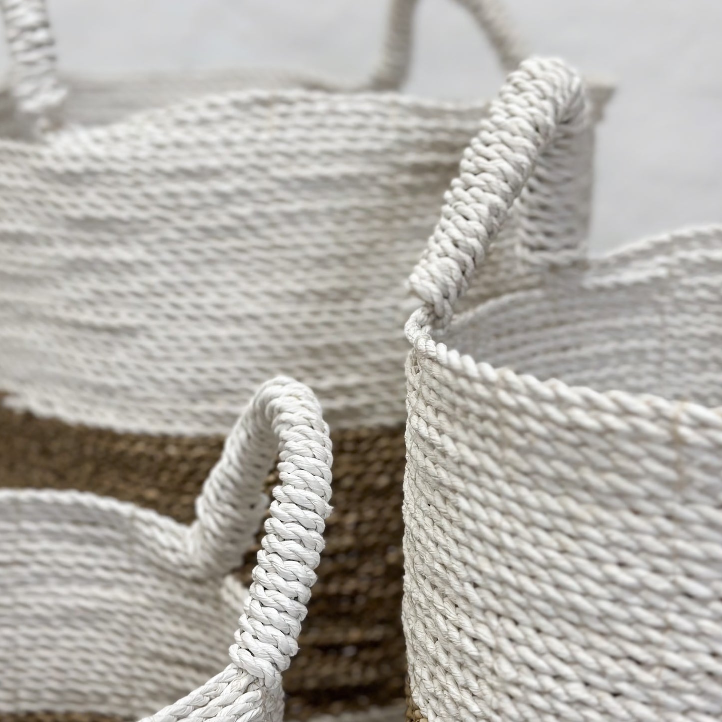 White & Natural Sea Grass Basket