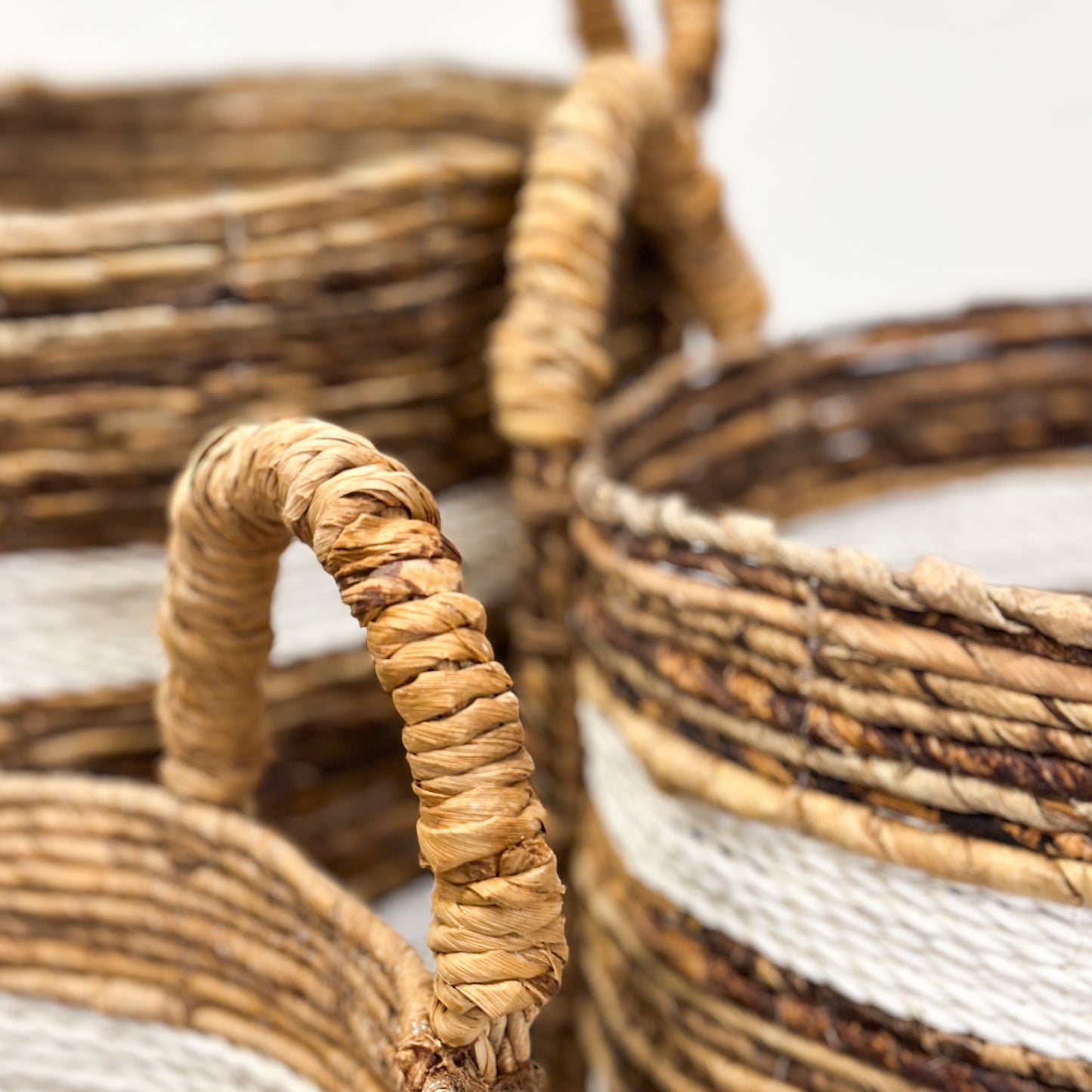 Natural & White Banana Leaf Basket