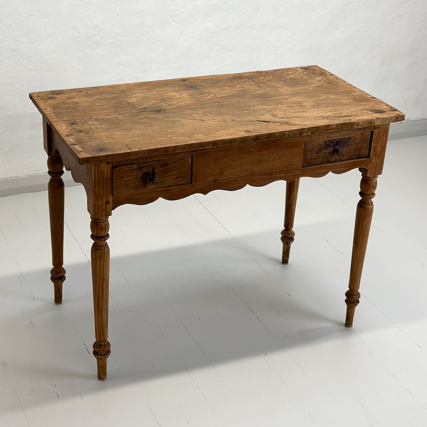 2 Drawer Table with Scalloped Apron