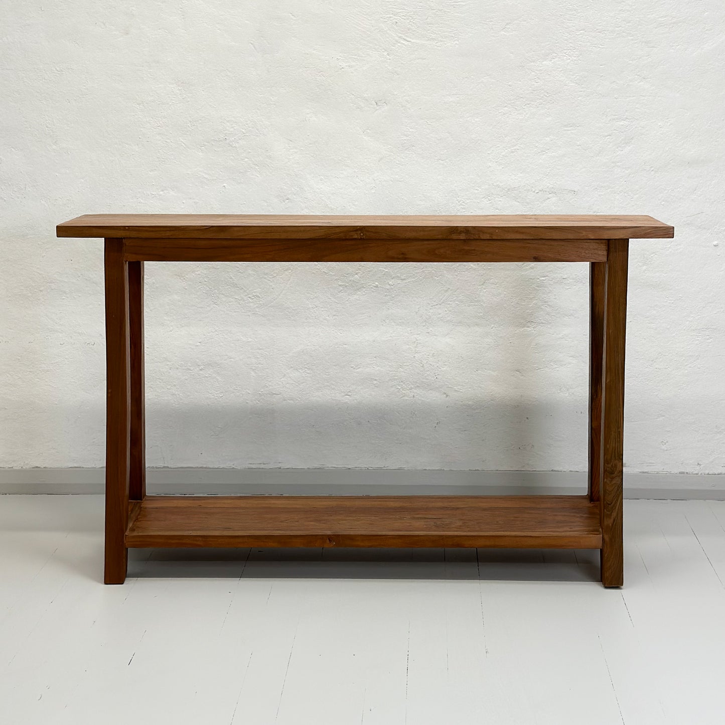 Teak Console Table with Curved Leg