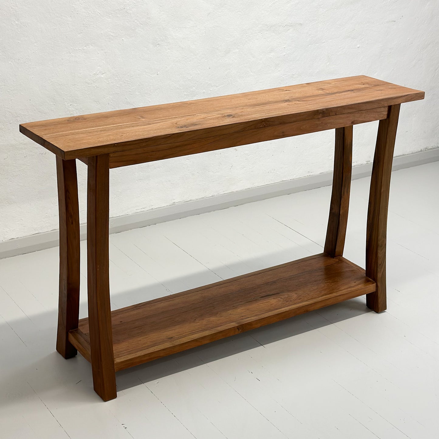 Teak Console Table with Curved Leg