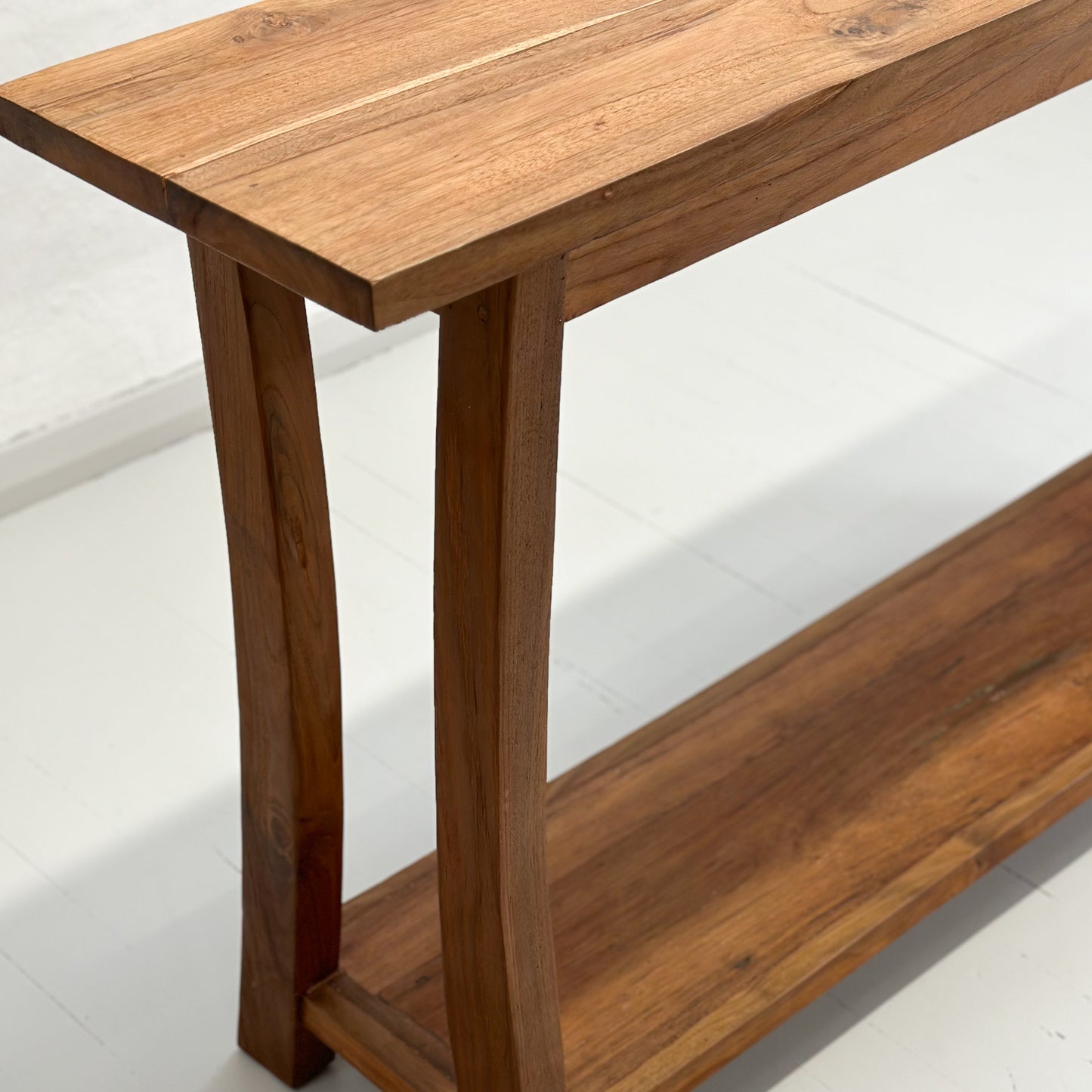 Teak Console Table with Curved Leg