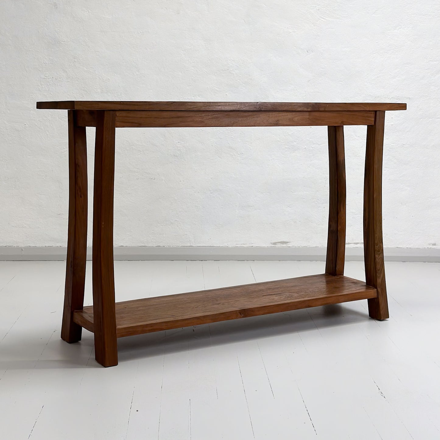 Teak Console Table with Curved Leg