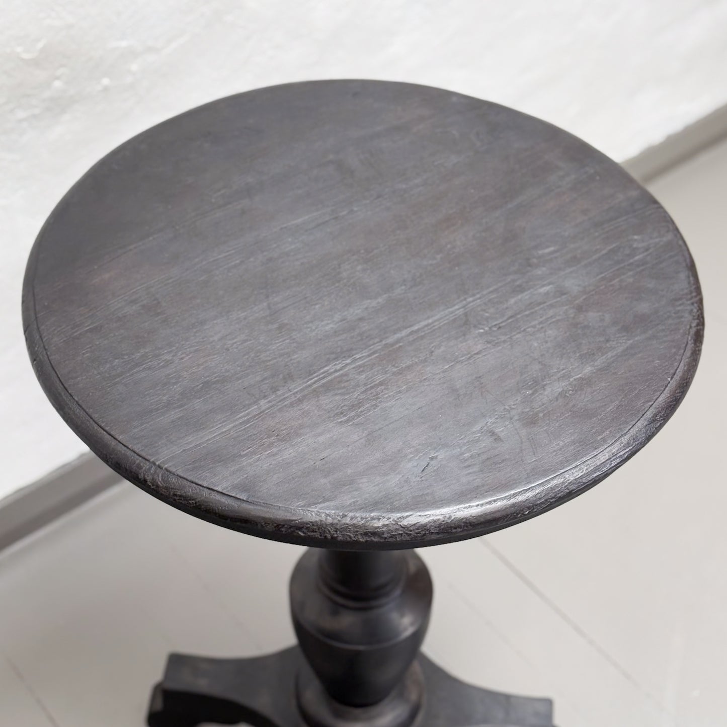 Round Vintage Teak Pedestal Table