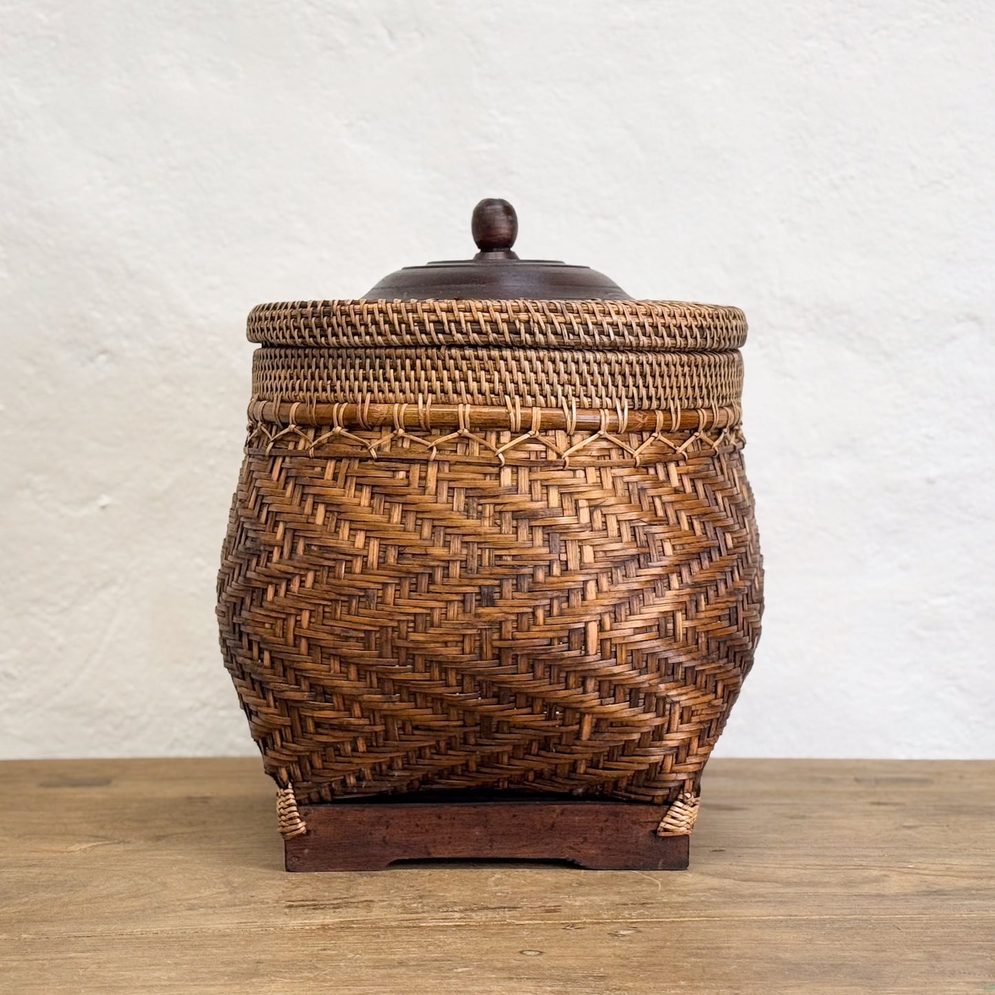 Rattan & Bamboo Basket with Lid