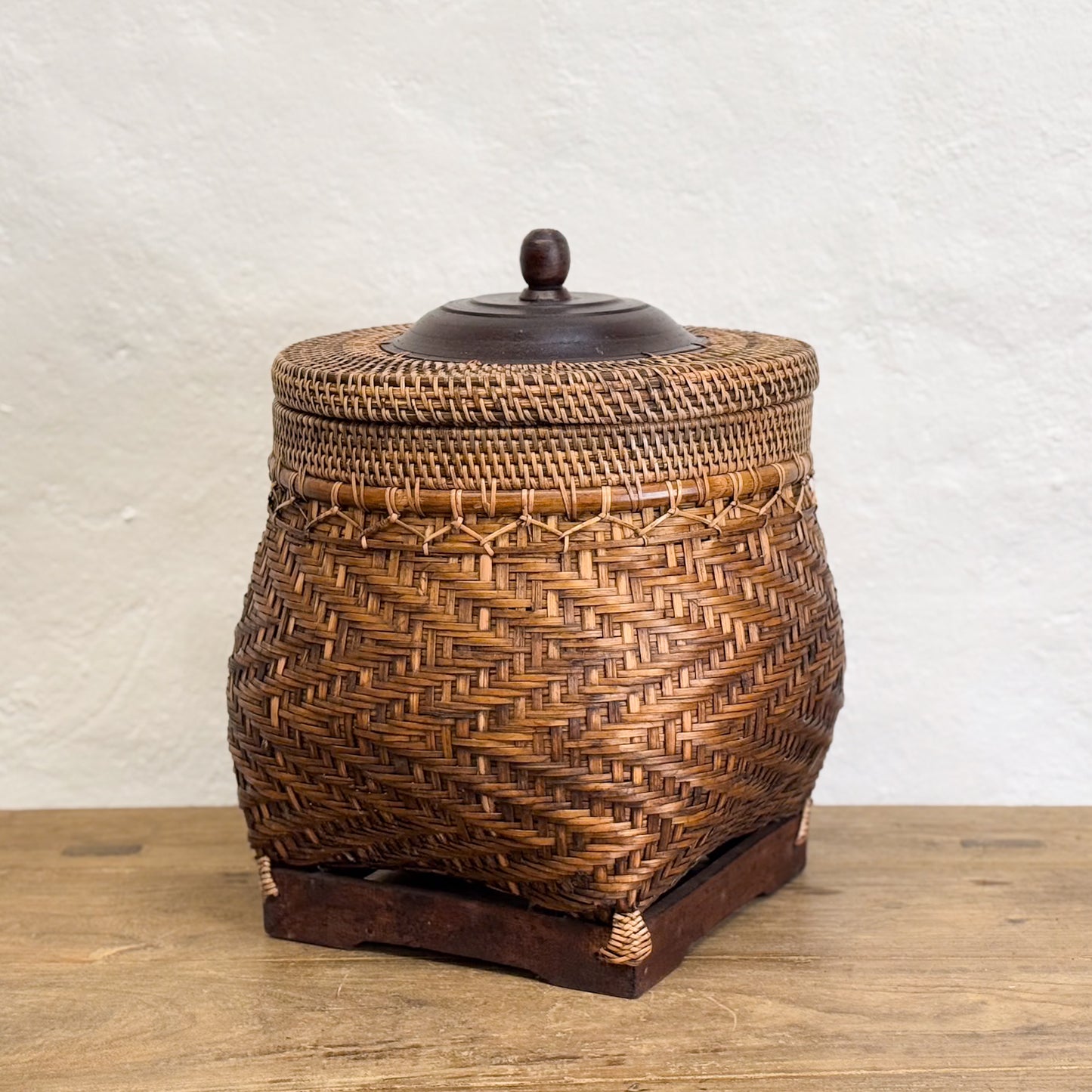 Rattan & Bamboo Basket with Lid