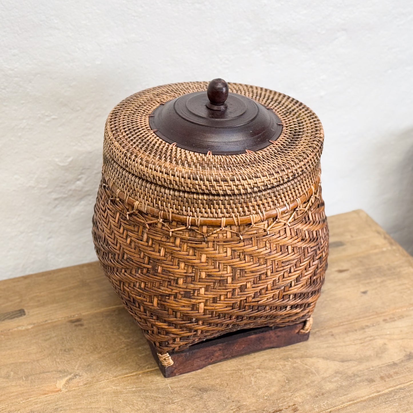 Rattan & Bamboo Basket with Lid