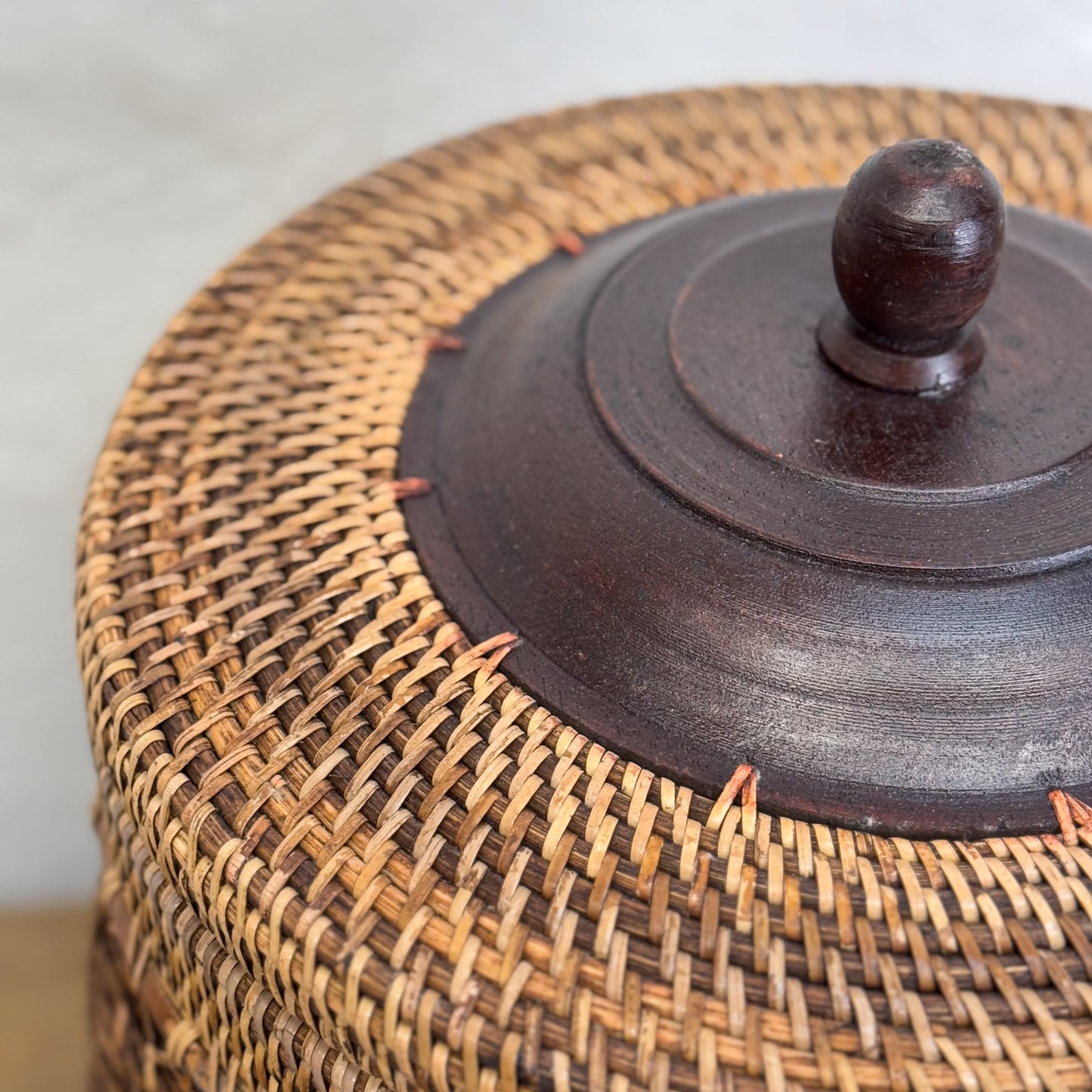 Rattan & Bamboo Basket with Lid