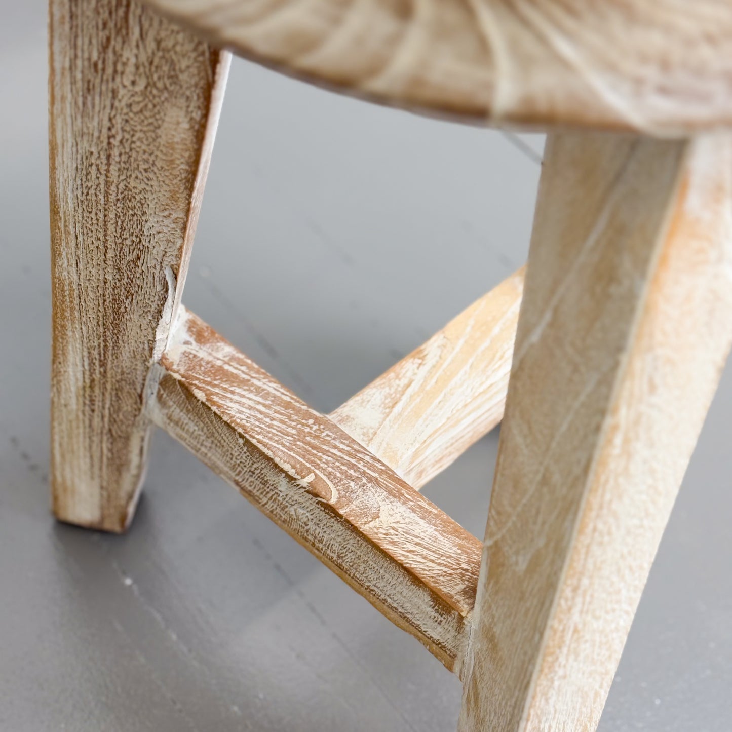 White Washed Teak Stool