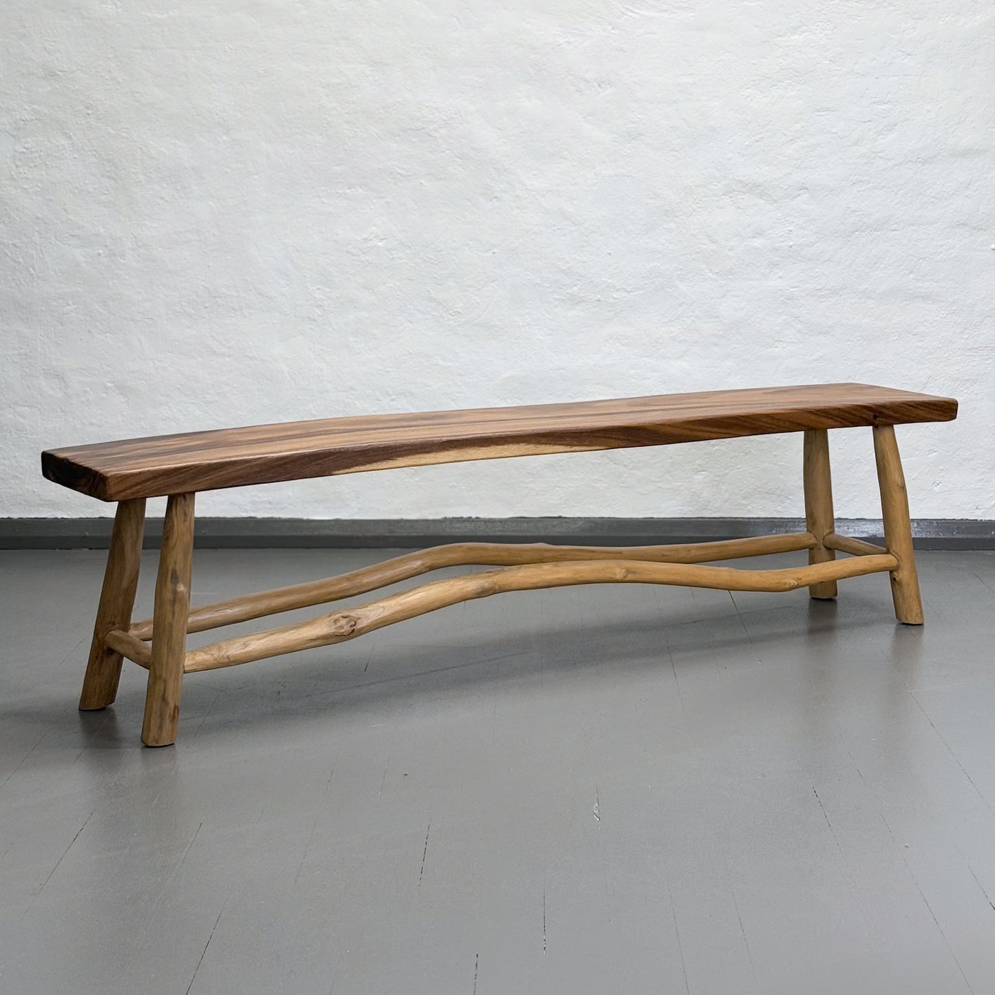 Suar Wood Bench with Branch Brace