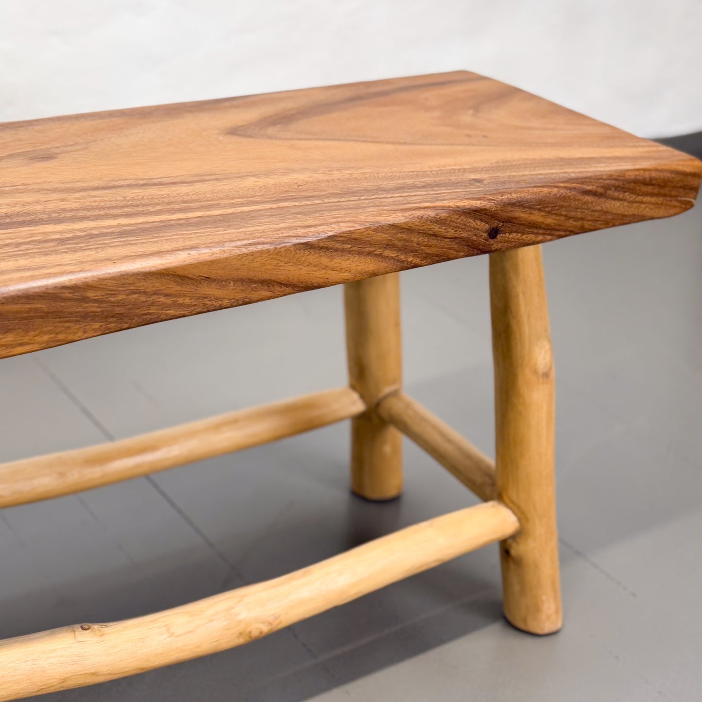 Suar Wood Bench with Branch Brace