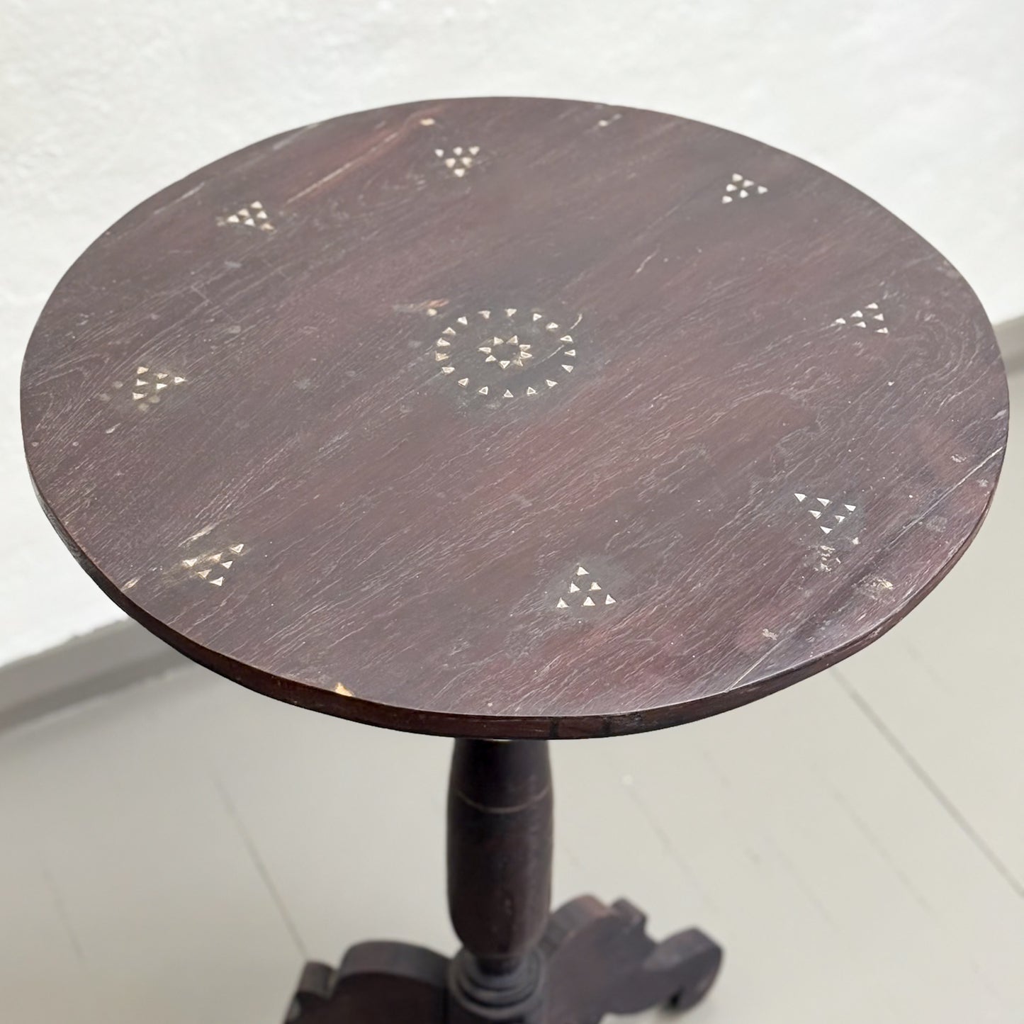 Rustic Inlaid Pedestal Table