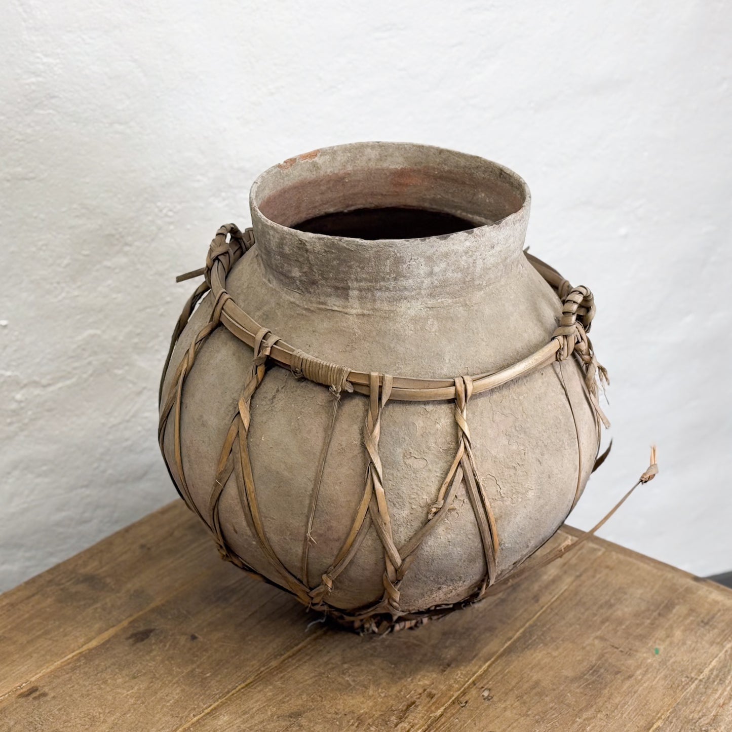 Terracotta Pot with Rattan I