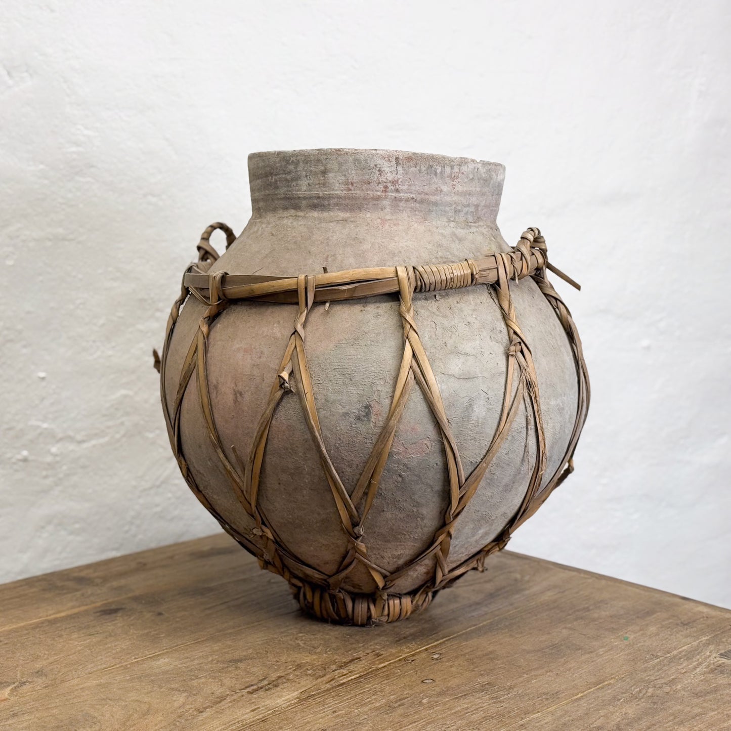 Terracotta Pot with Rattan I