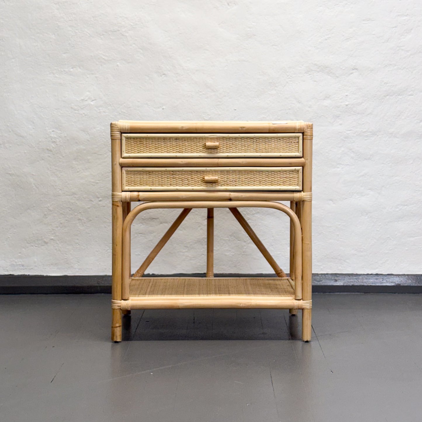 Rattan Side Table with Top Drawers