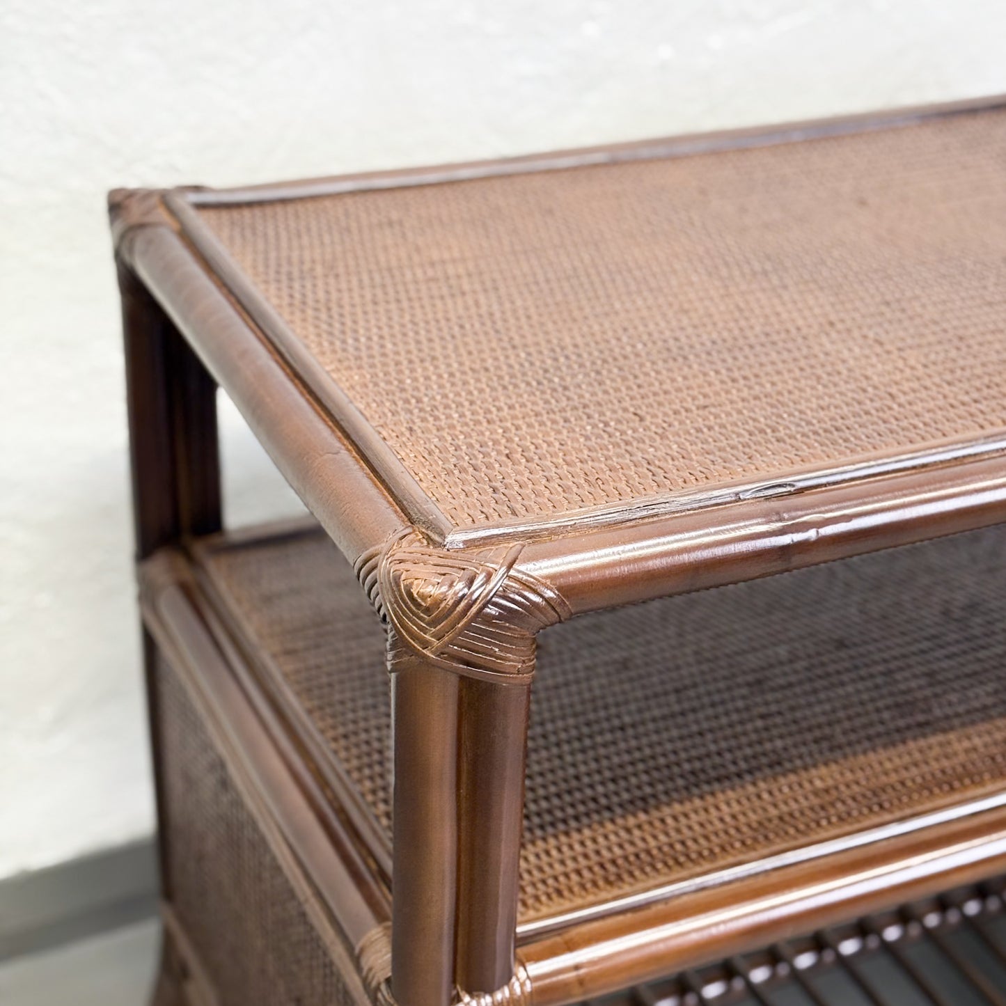 Double Shelf Rattan Side Table