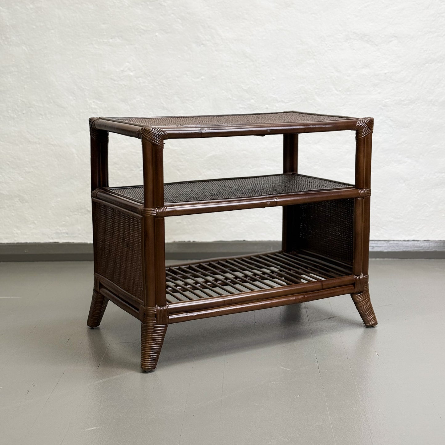 Double Shelf Rattan Side Table