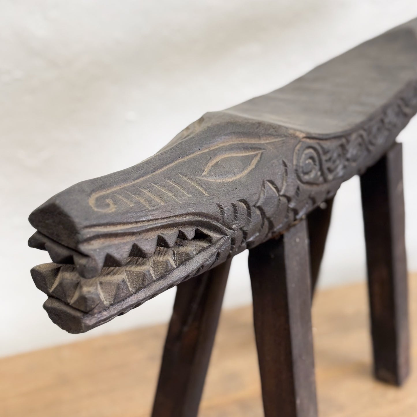 Carved Crocodile Bench