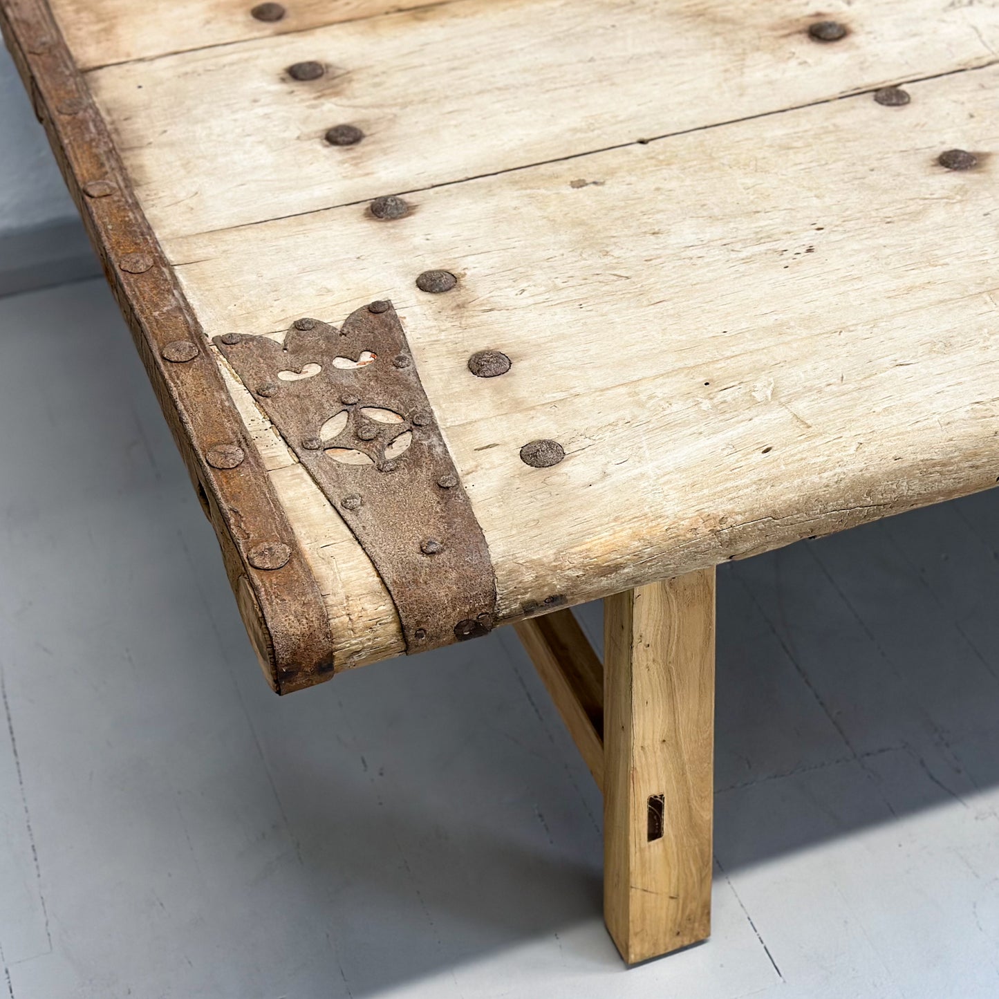 Studded Old Door Bleached Coffee Table