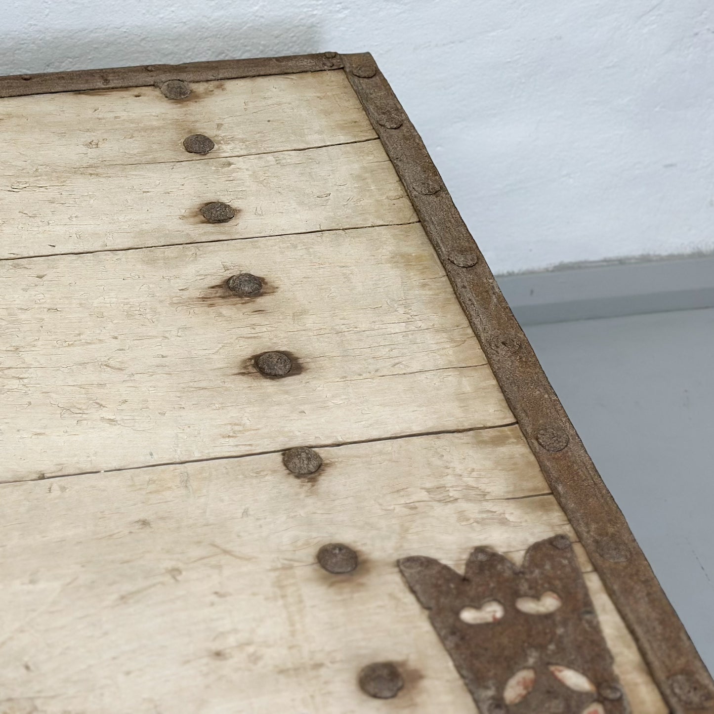 Studded Old Door Bleached Coffee Table