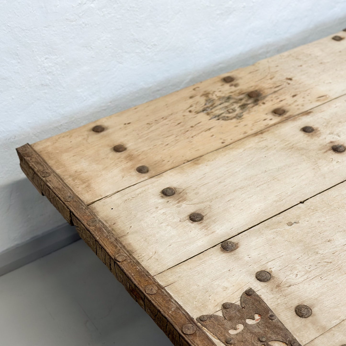 Studded Old Door Bleached Coffee Table