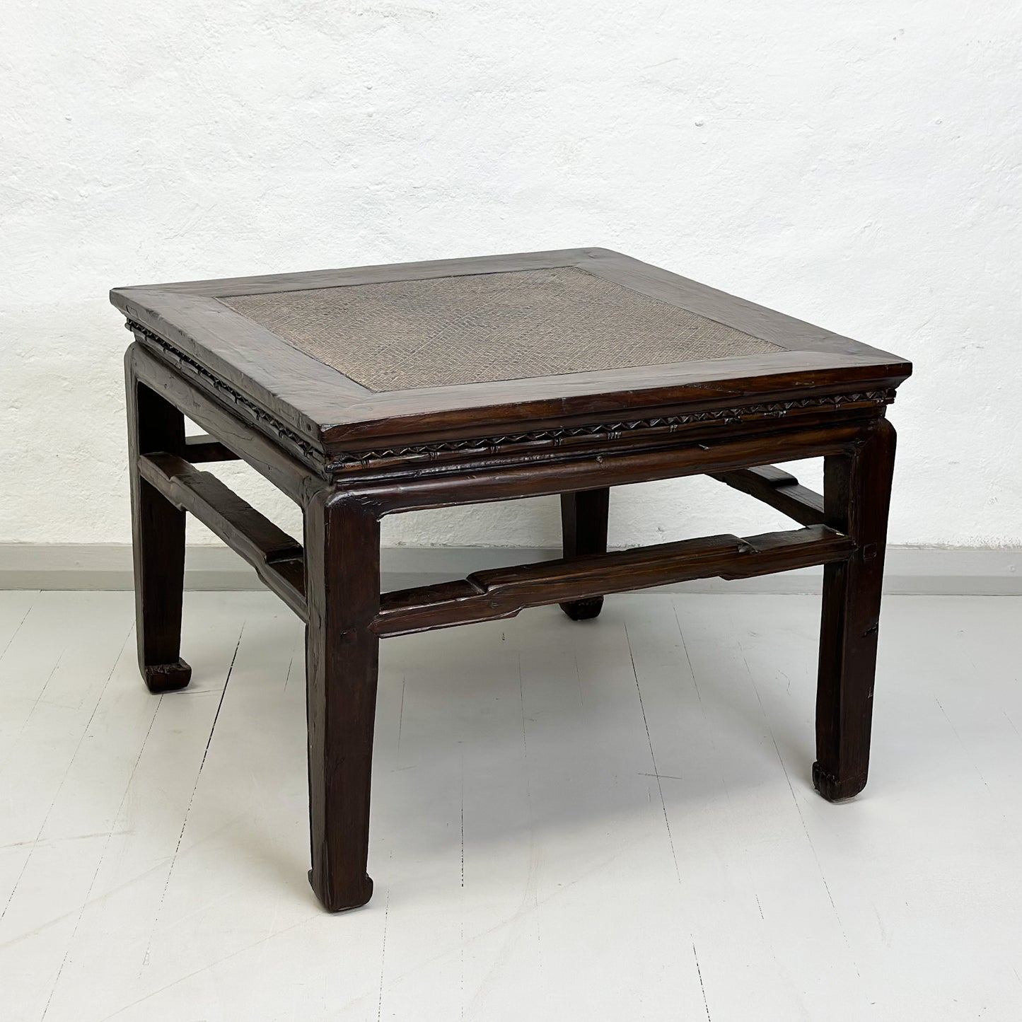 Square Coffee Table with Rattan Inlay