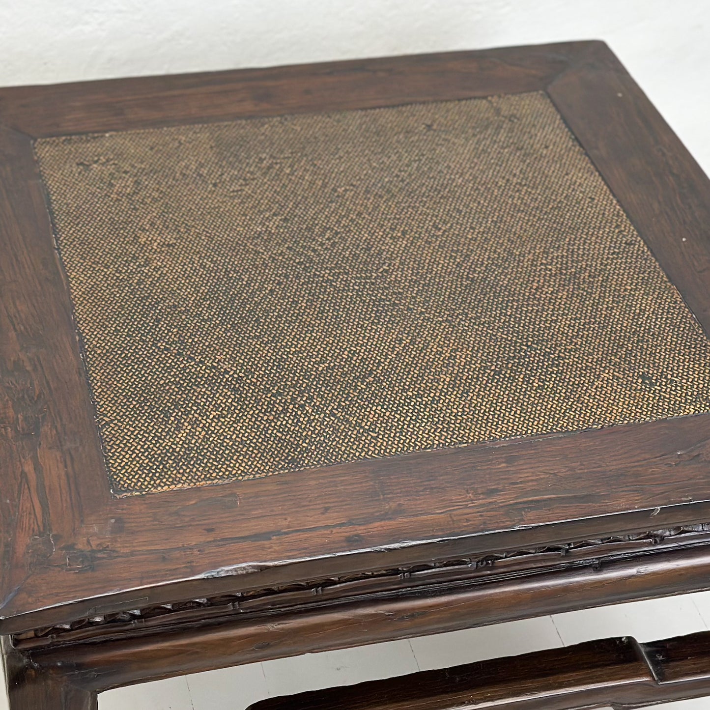 Square Coffee Table with Rattan Inlay