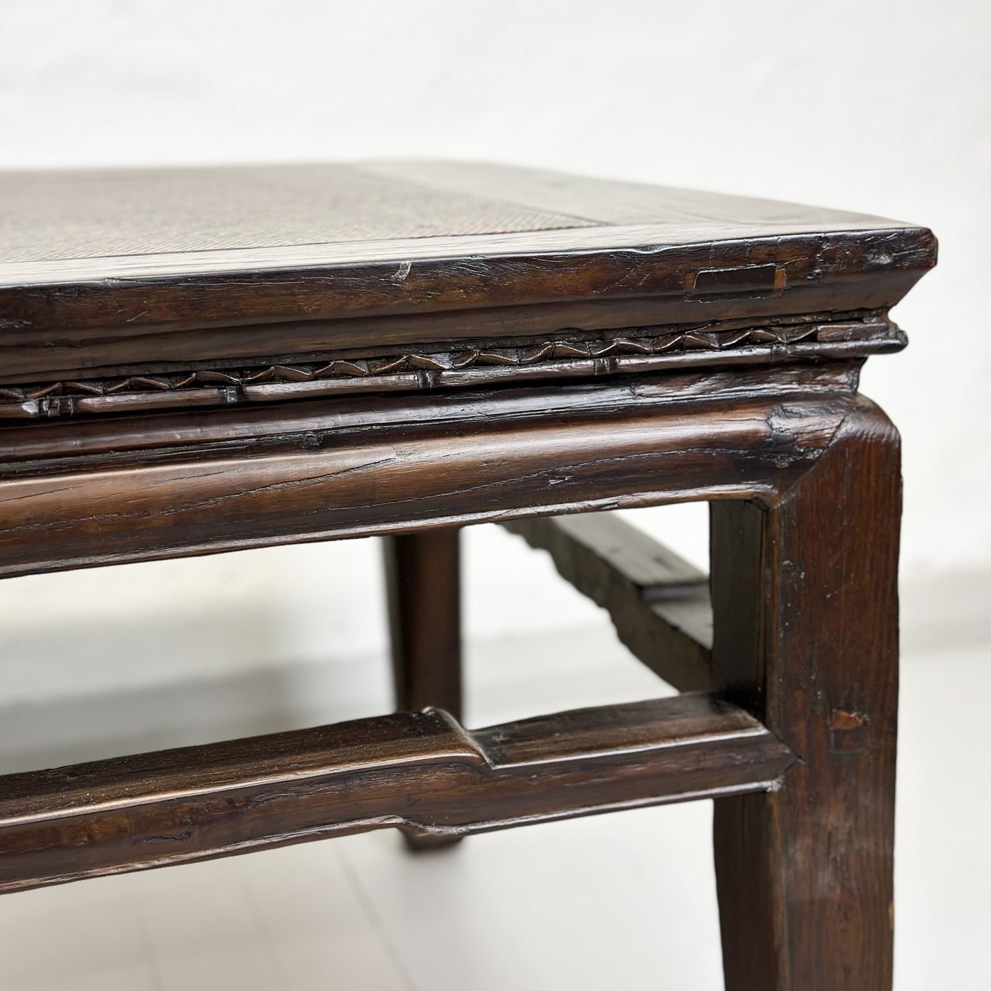 Square Coffee Table with Rattan Inlay