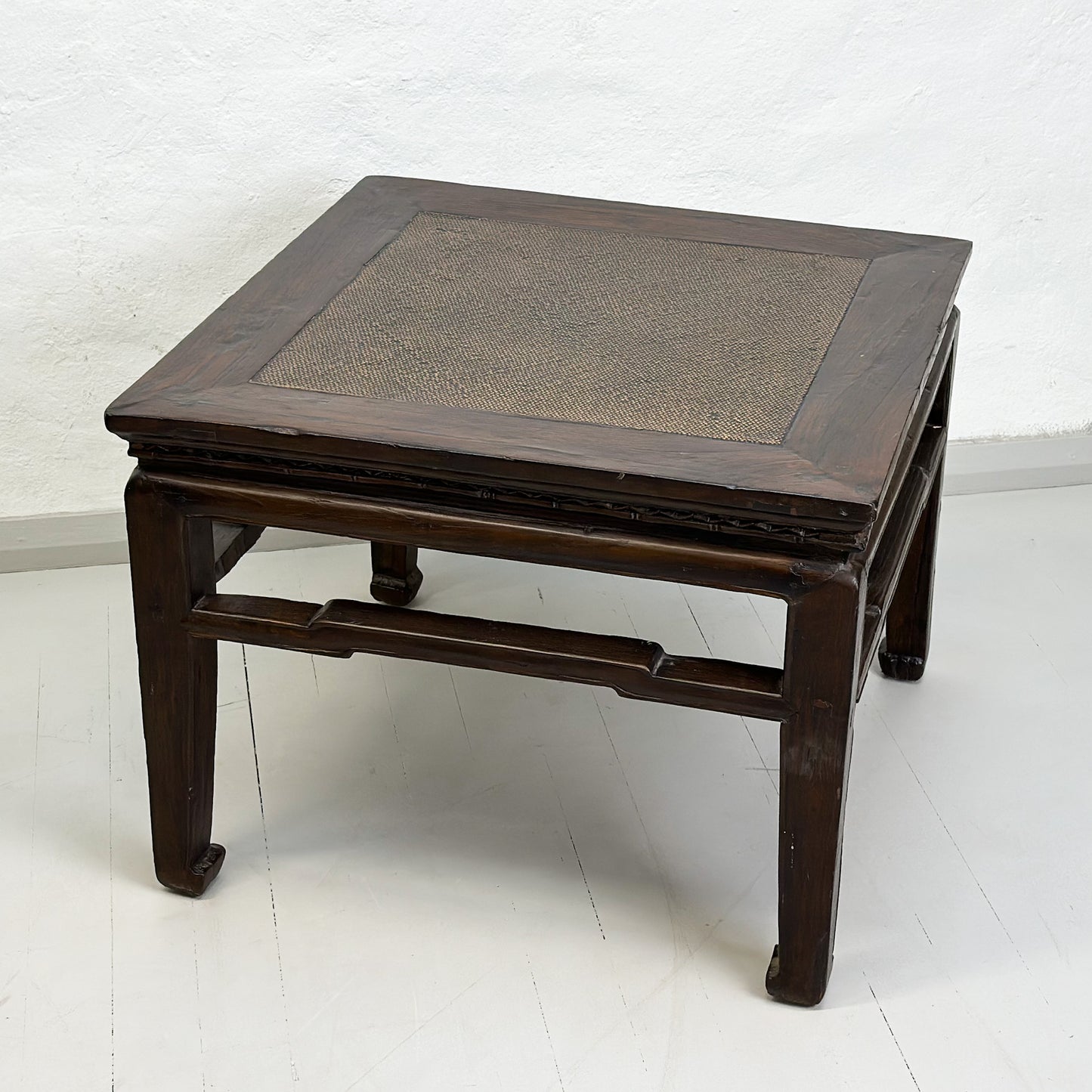 Square Coffee Table with Rattan Inlay