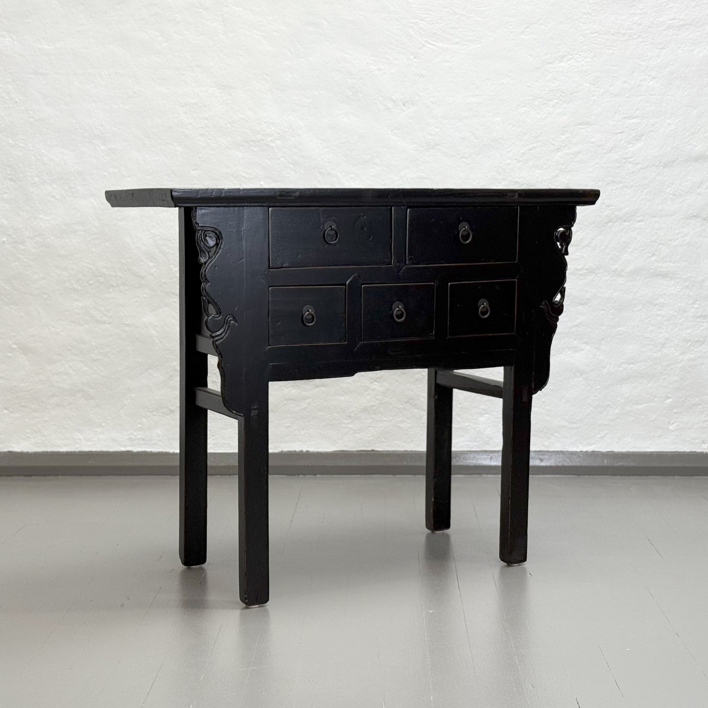 C17824-China-Chinese-Vintage-5-Drawer-Coffer-Console-Accent-Table-Black-Brown-Lacquer.1