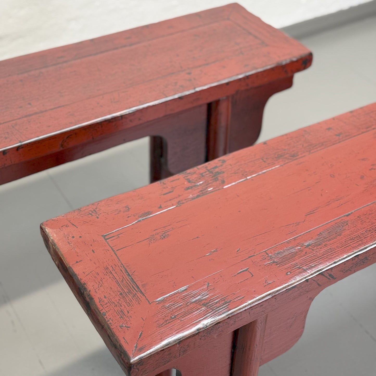 Antique Red Lacquer Bench