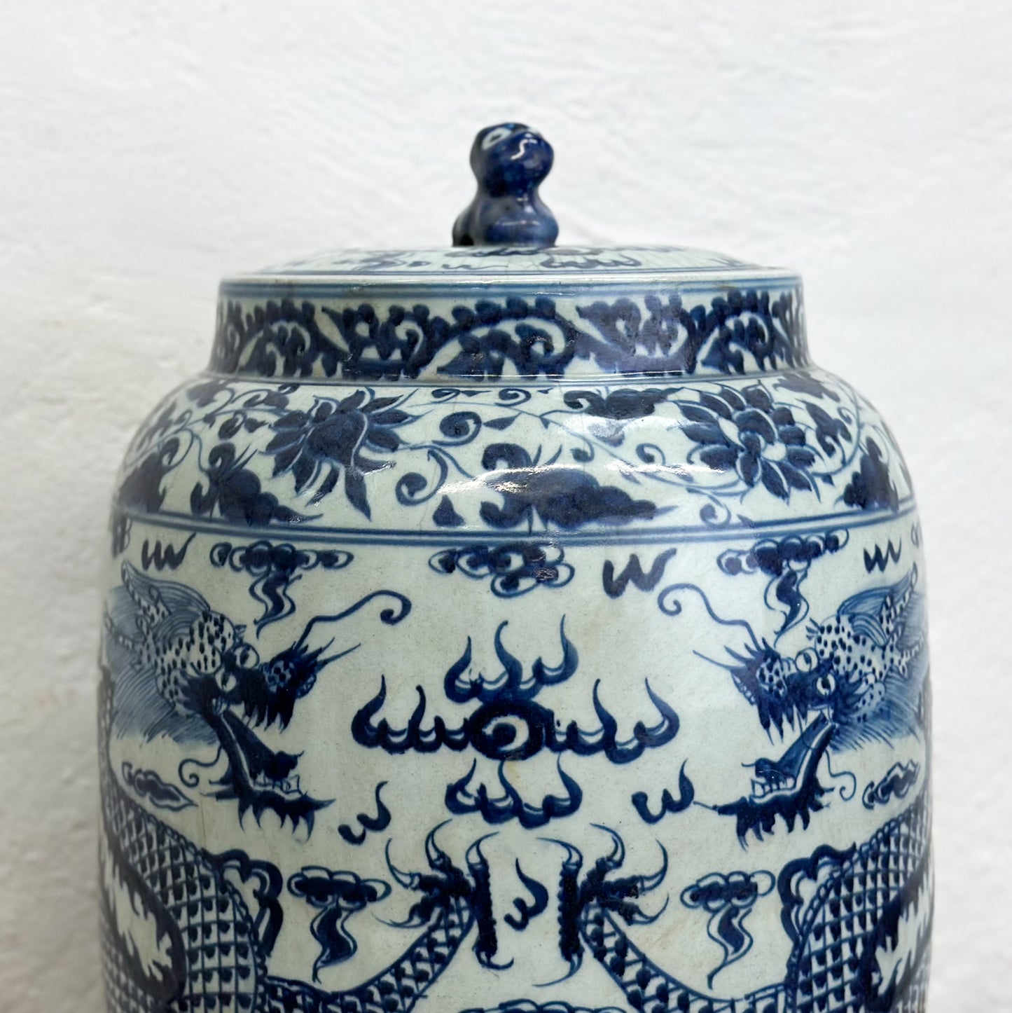 Dragon Porcelain Melon Jar with Lion Handle