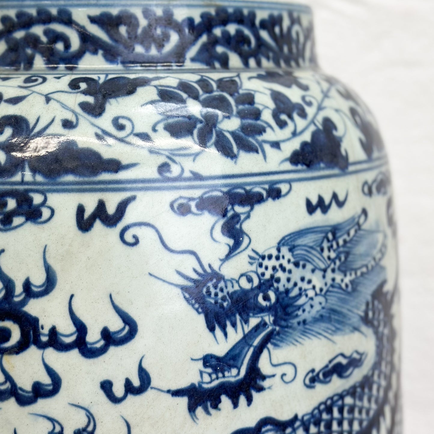 Dragon Porcelain Melon Jar with Lion Handle